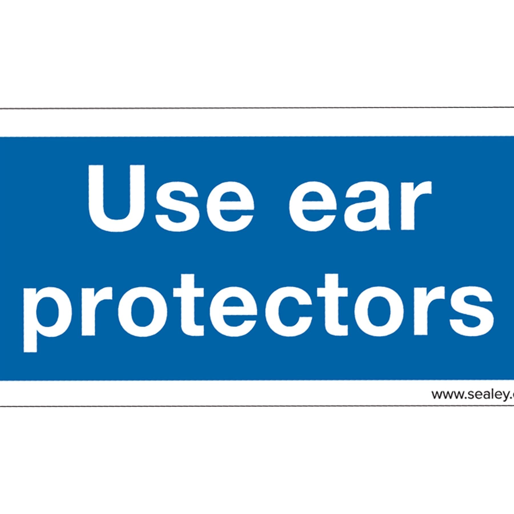 Sealey Safety Sign - Use Ear Protectors - Self-Adhesive-Pack of 10