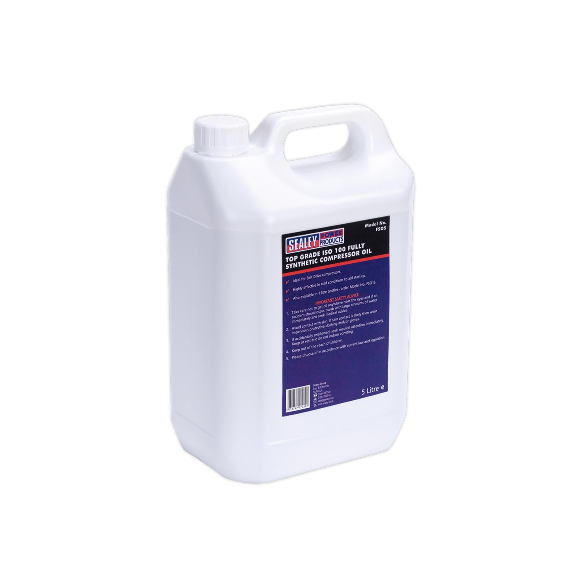 Sealey Compressor Oil Fully Synthetic 5Litre Container - FSO5
