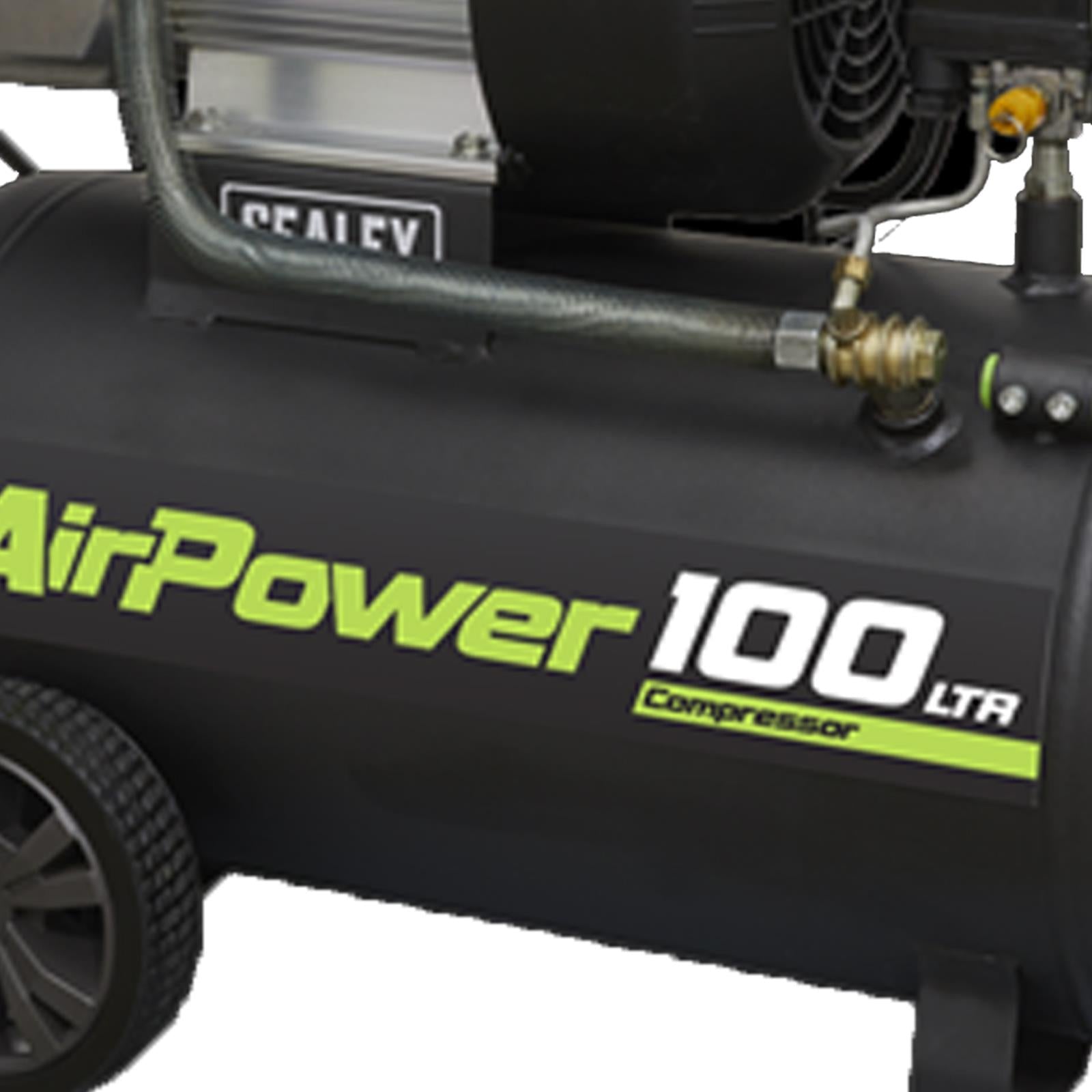 Sealey Tools SAC10030VE 100 Litre 100L 3HP Direct Drive Air Compressor V Twin