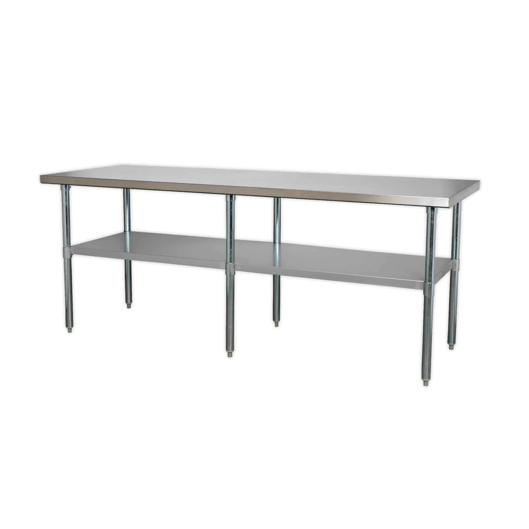 Sealey Stainless Steel Workbench 2.1m Storage Space Adjustable Feet