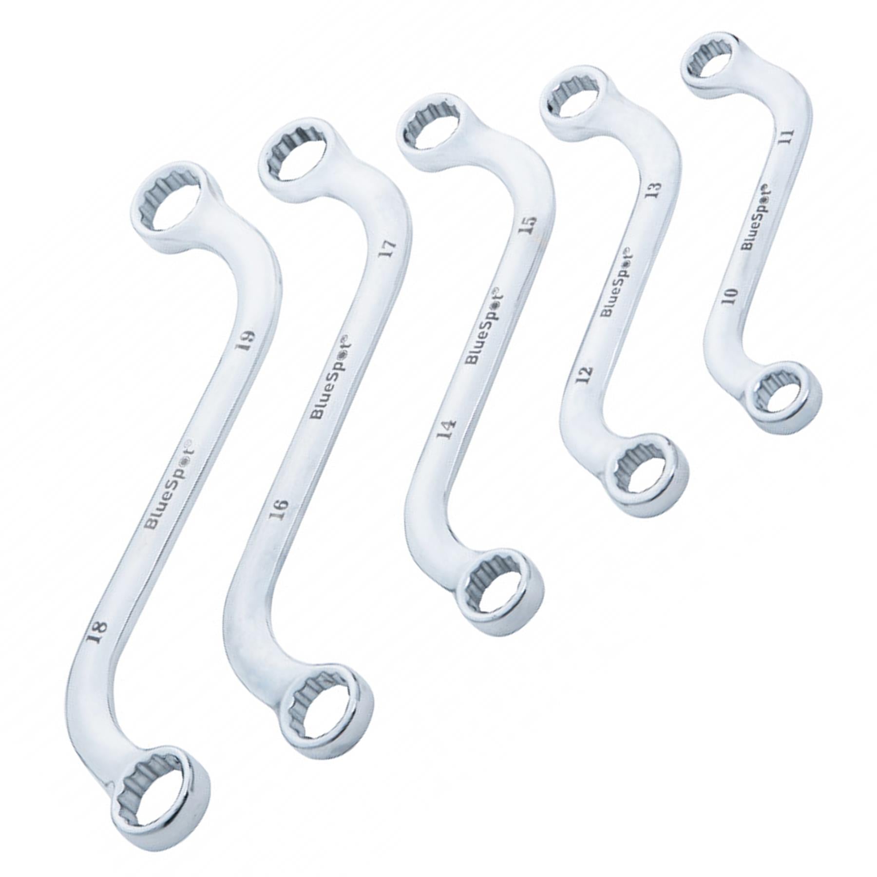 BlueSpot 5 Piece 10-19mm S-Type Spanner Set Metric Curved Chrome Vanadium