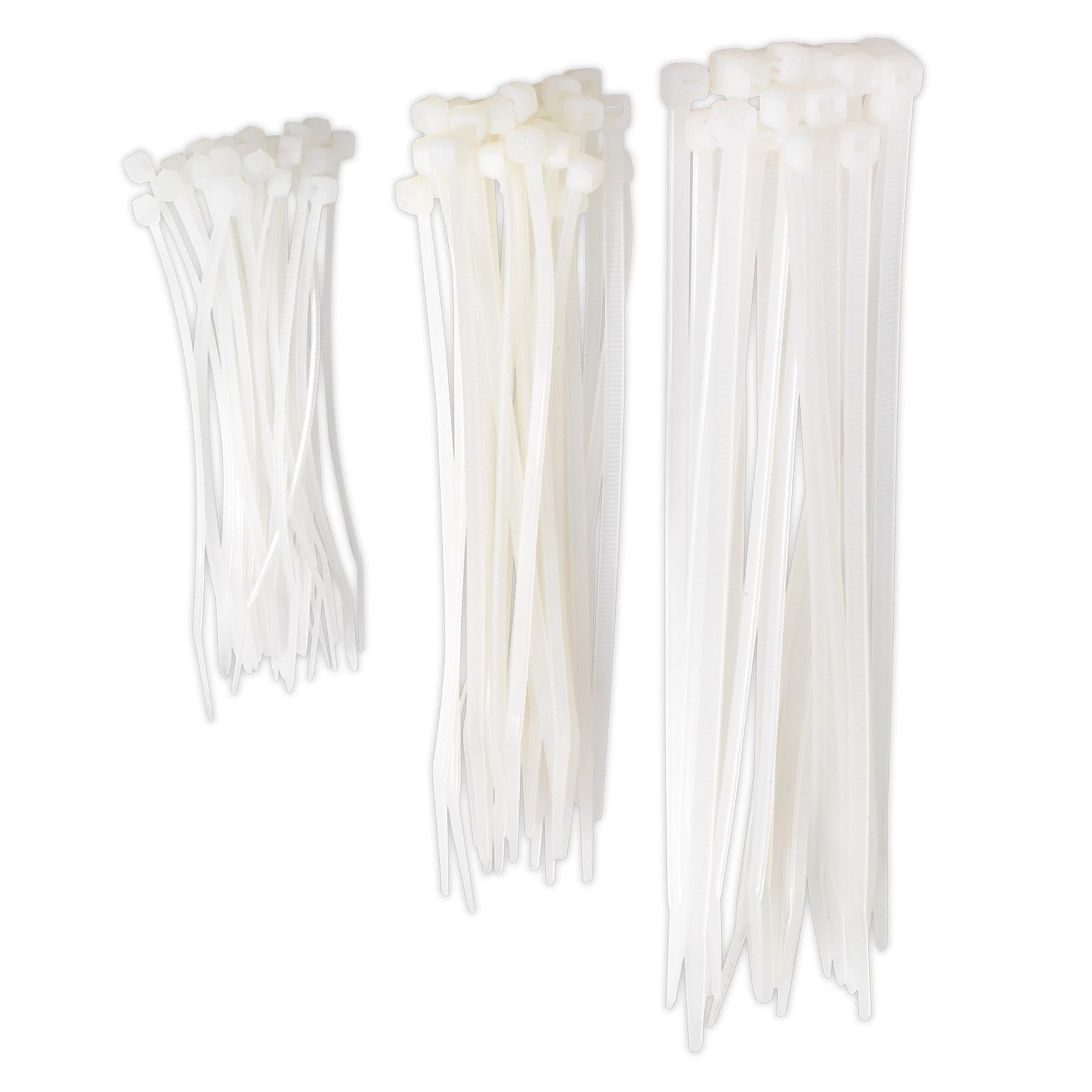 Sealey Cable Tie Assortment White Pack of 75 inc 100mm / 150mm / 200mm