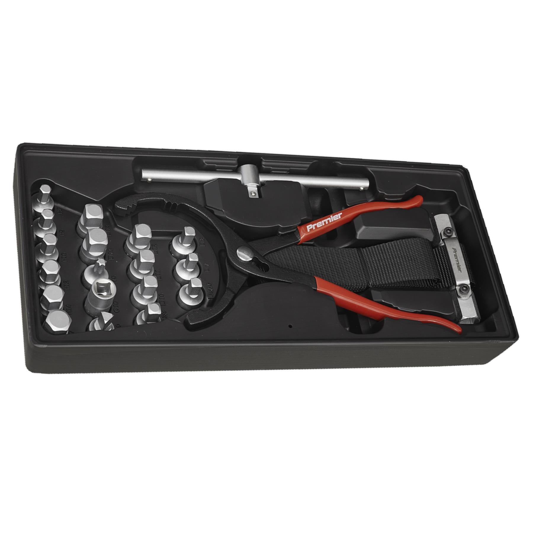 Sealey Tool Tray with Oil Filter Wrench, Pliers & Drain Plug Set 21pc