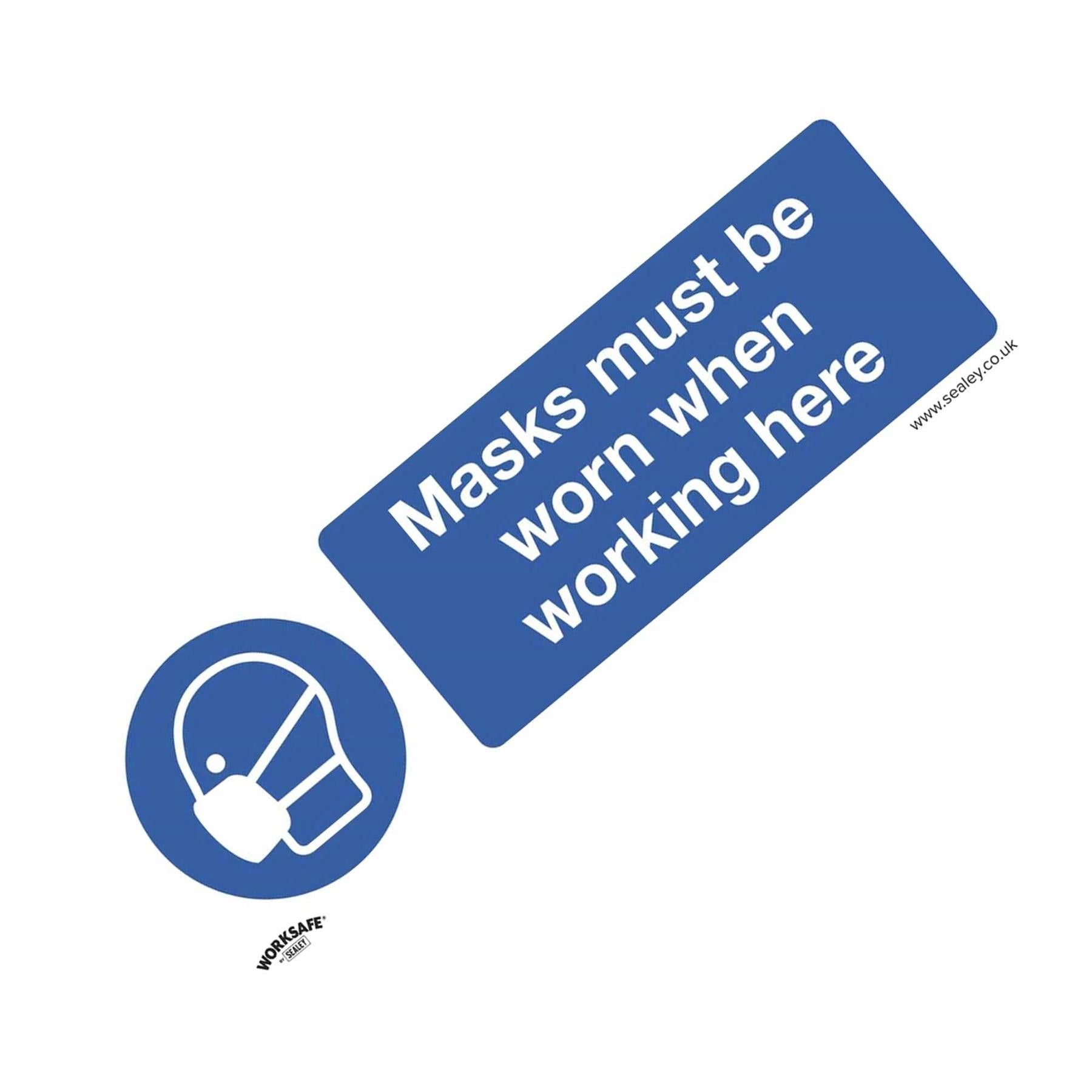 Mandatory Safety Sign - Masks Must Be Worn - Self-Adhesive Vinyl