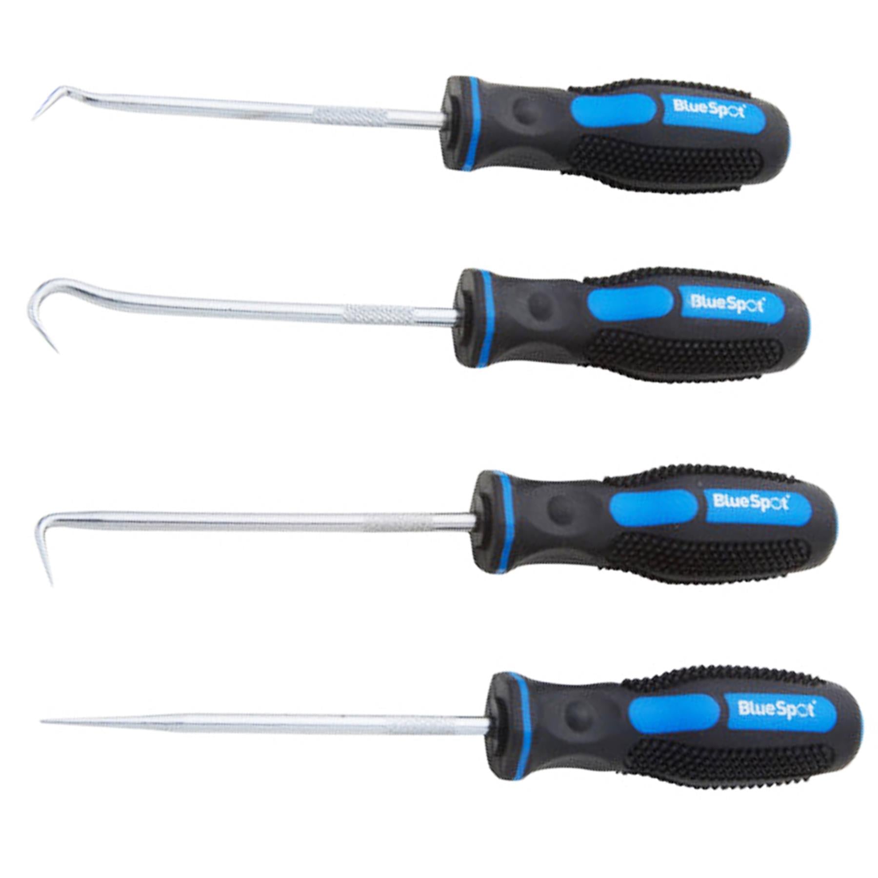 BlueSpot 4pc Pick And Hook Probe Set O Ring Seal Remover With Soft Anti Slip