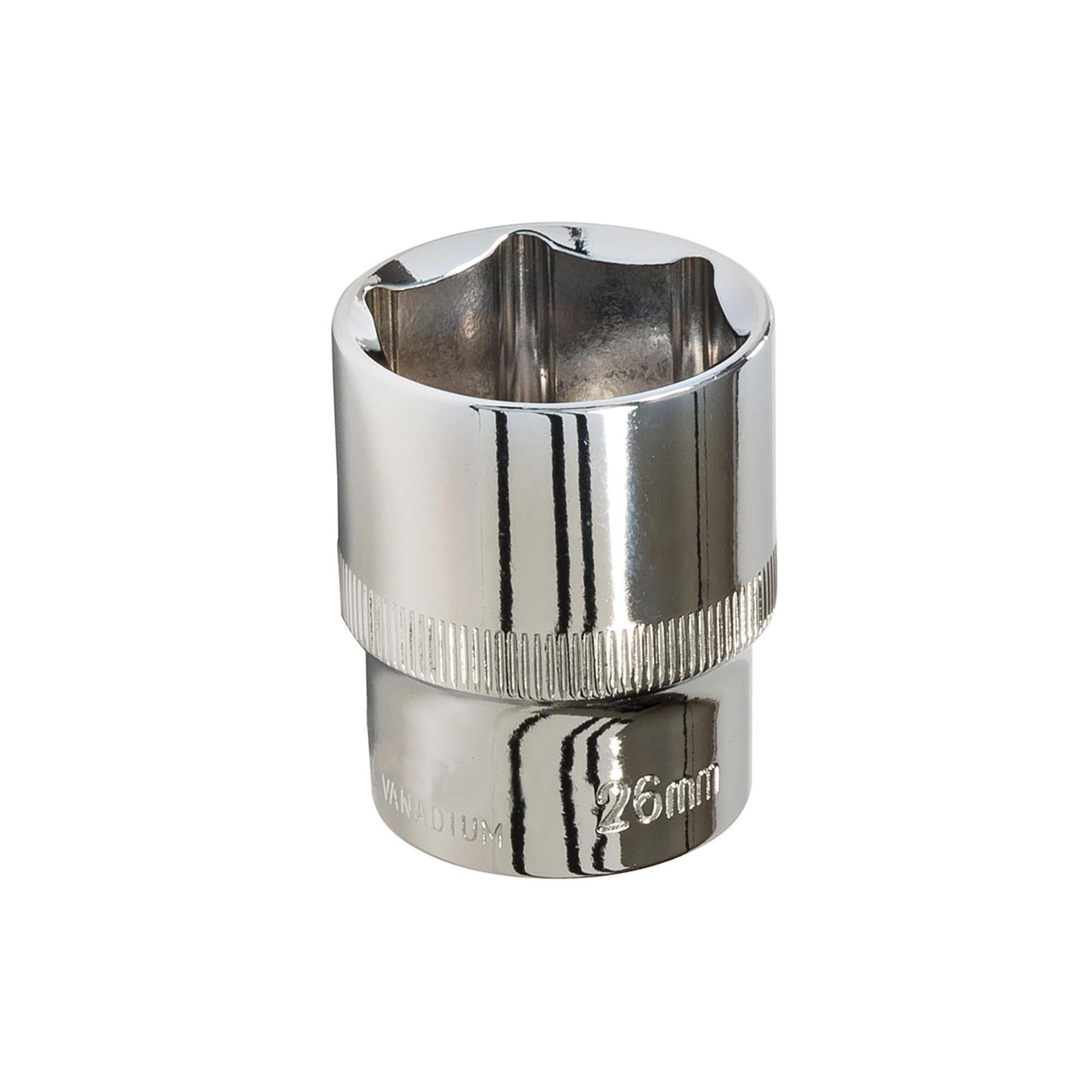 Socket 1/2" Drive Metric Hex Square 26mm Individual Hex Polished Crv Quality