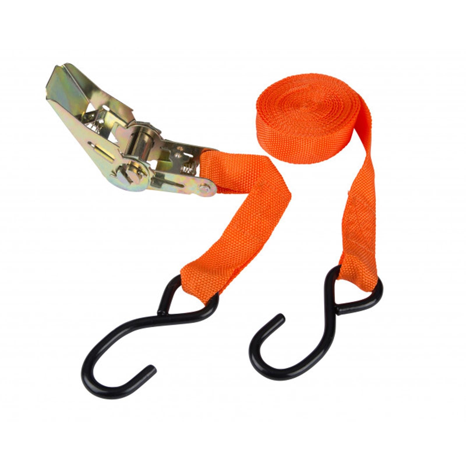 BlueSpot Pack of 25mm x 4.5m/15ft Ratchet Tie Down Strap 90Kg Max Load S Hook