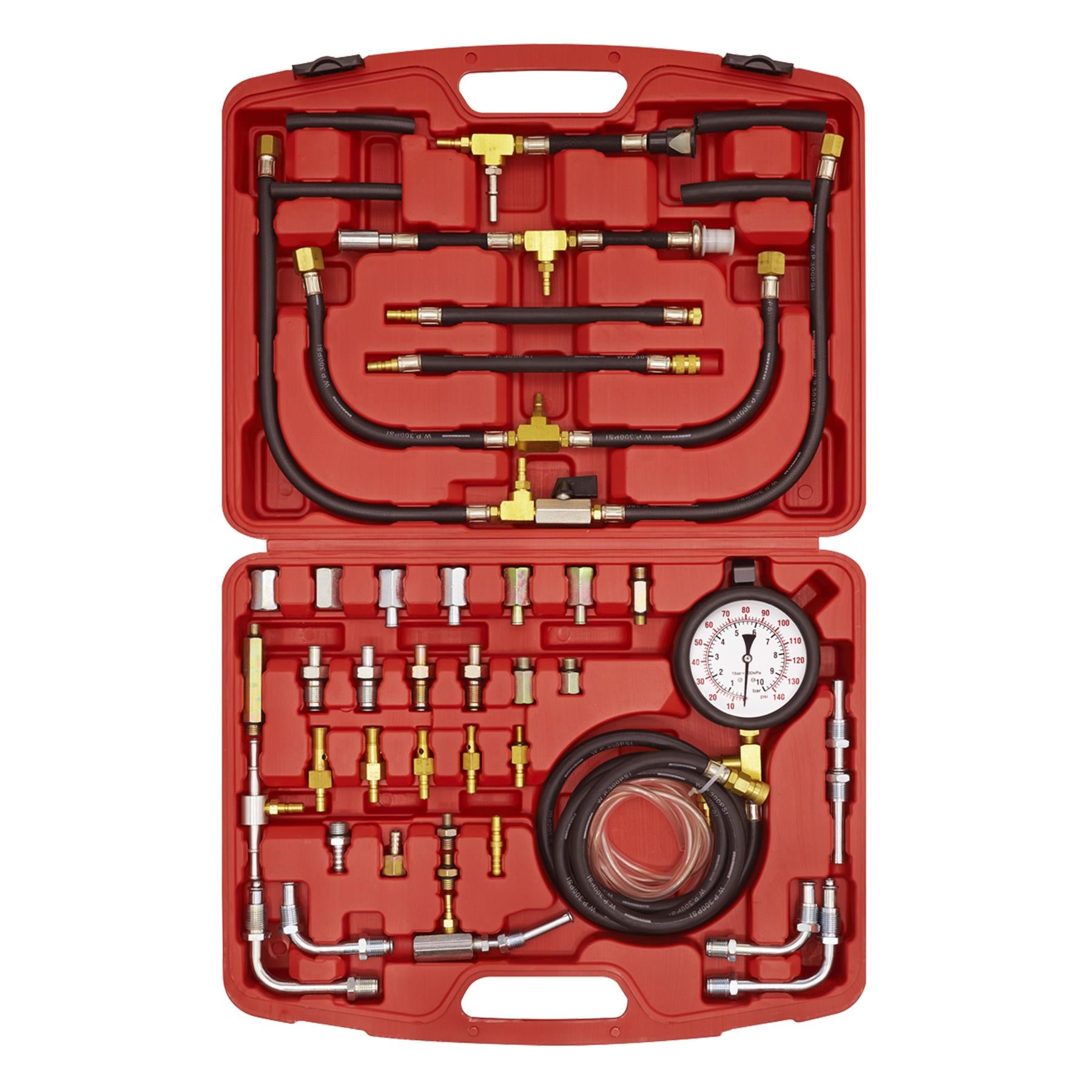 Sealey Fuel Injection Pressure Test Kit Quick Couplings & Safety Valve