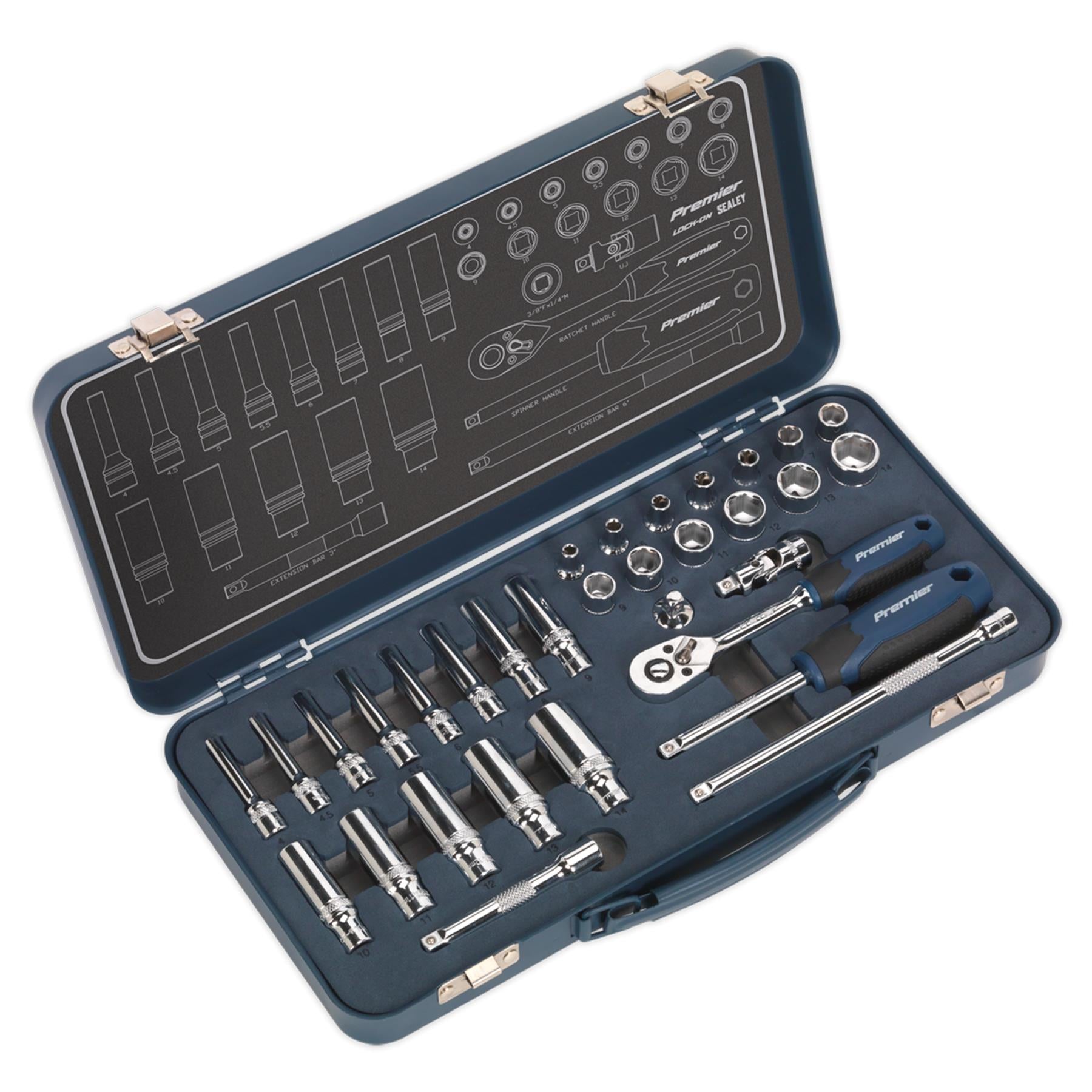Sealey Socket Set 32pc Professional Lock-On Socket Set 1/4"Sq Drive Metric 6pt