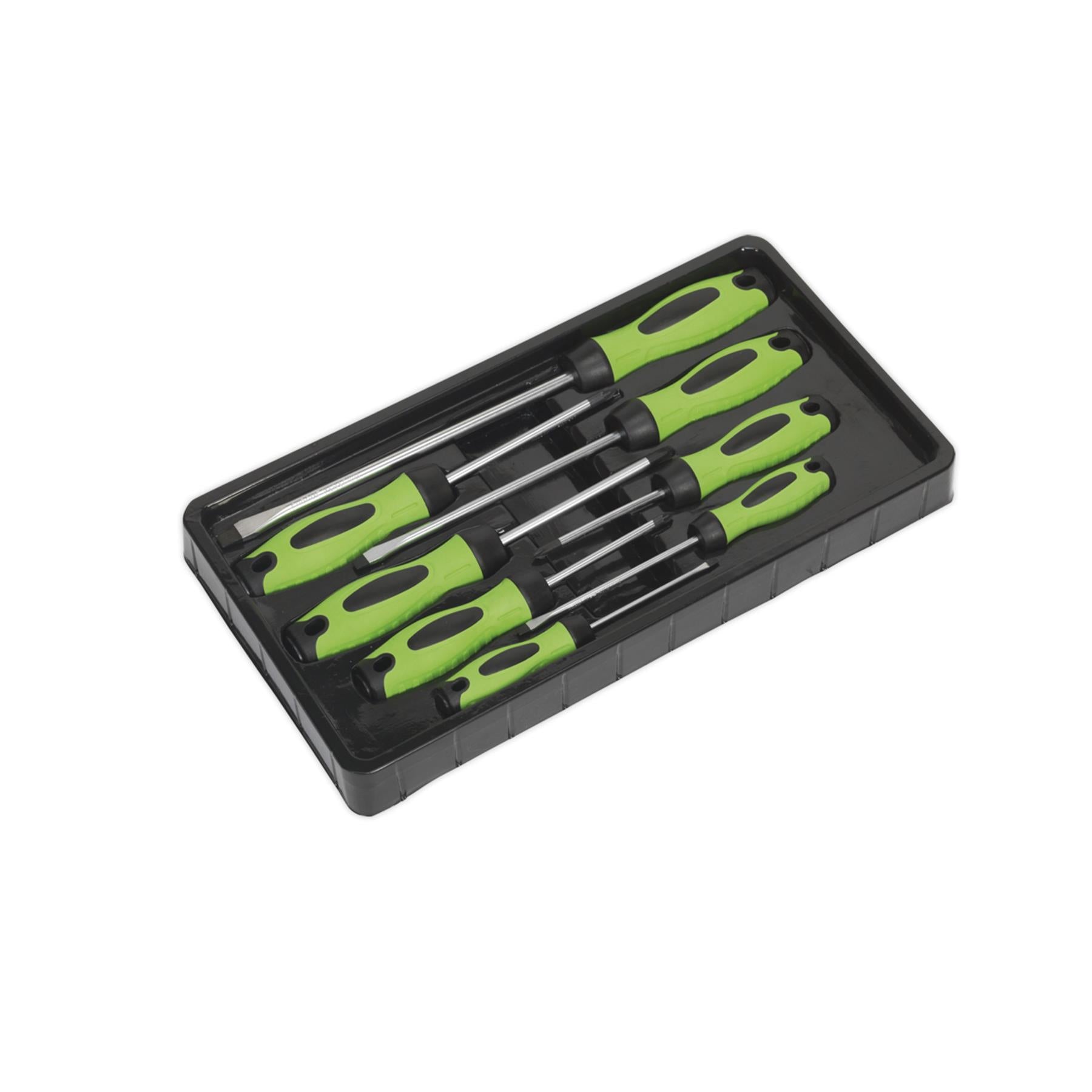 Sealey Screwdriver Set 8pc Hi-Vis Green