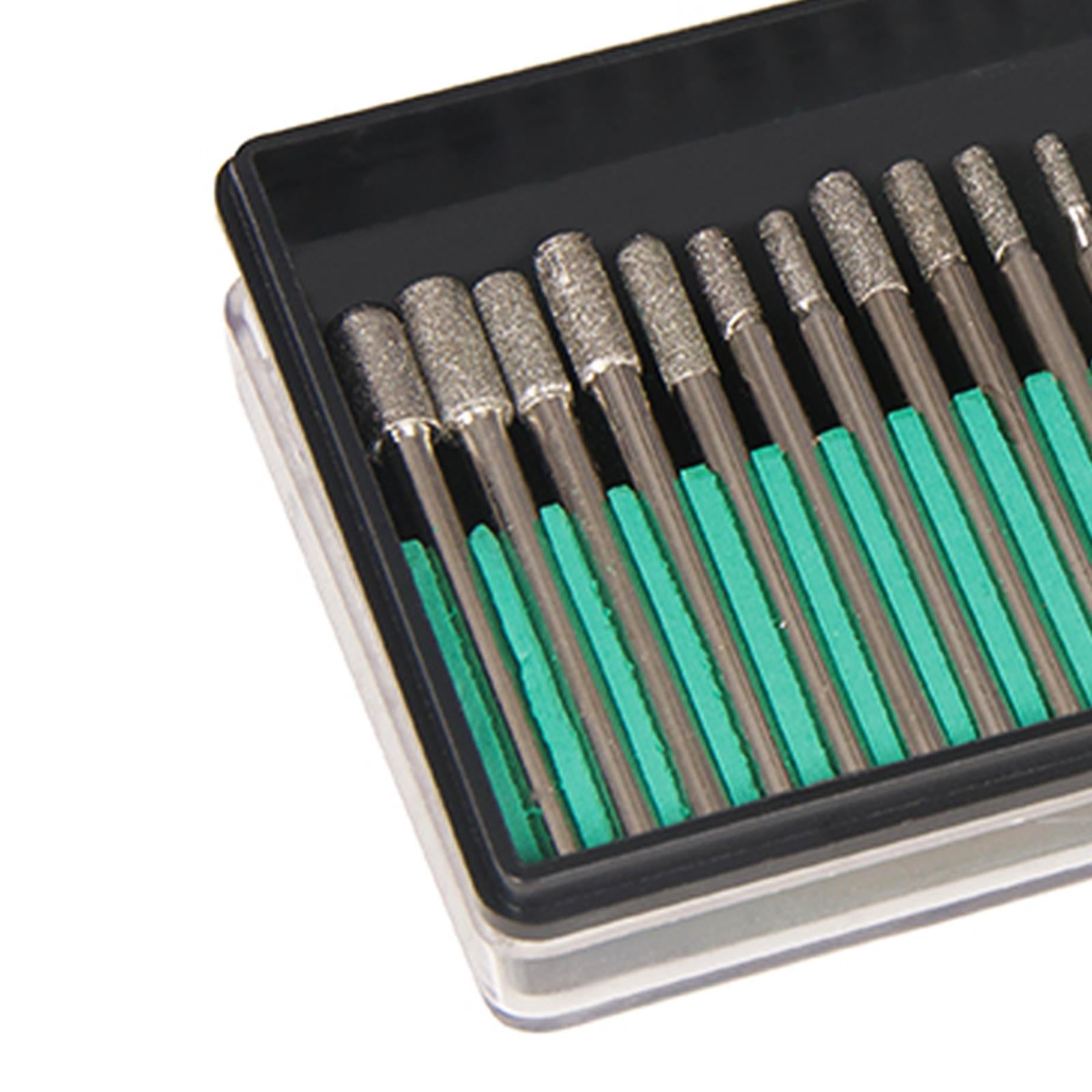 30Pc Diamond Burr Rotary Tool Bit Set Dremel Engraving Tiles Stone Glass Wood