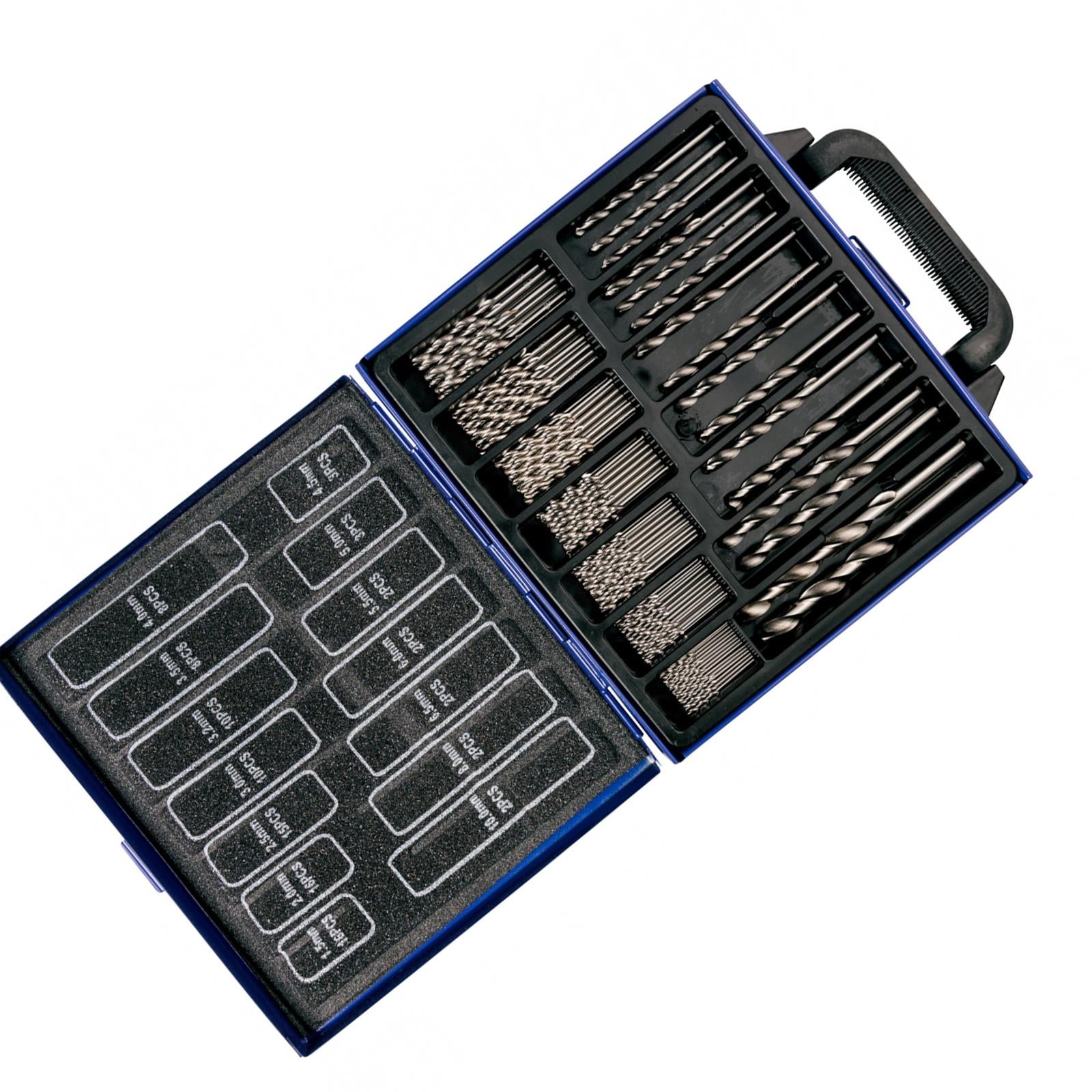 BlueSpot 99Pcs HSS Drill Bit Set Metric Sizes 1.5mm - 10mm Steel / Wood / Plastic Metal Case