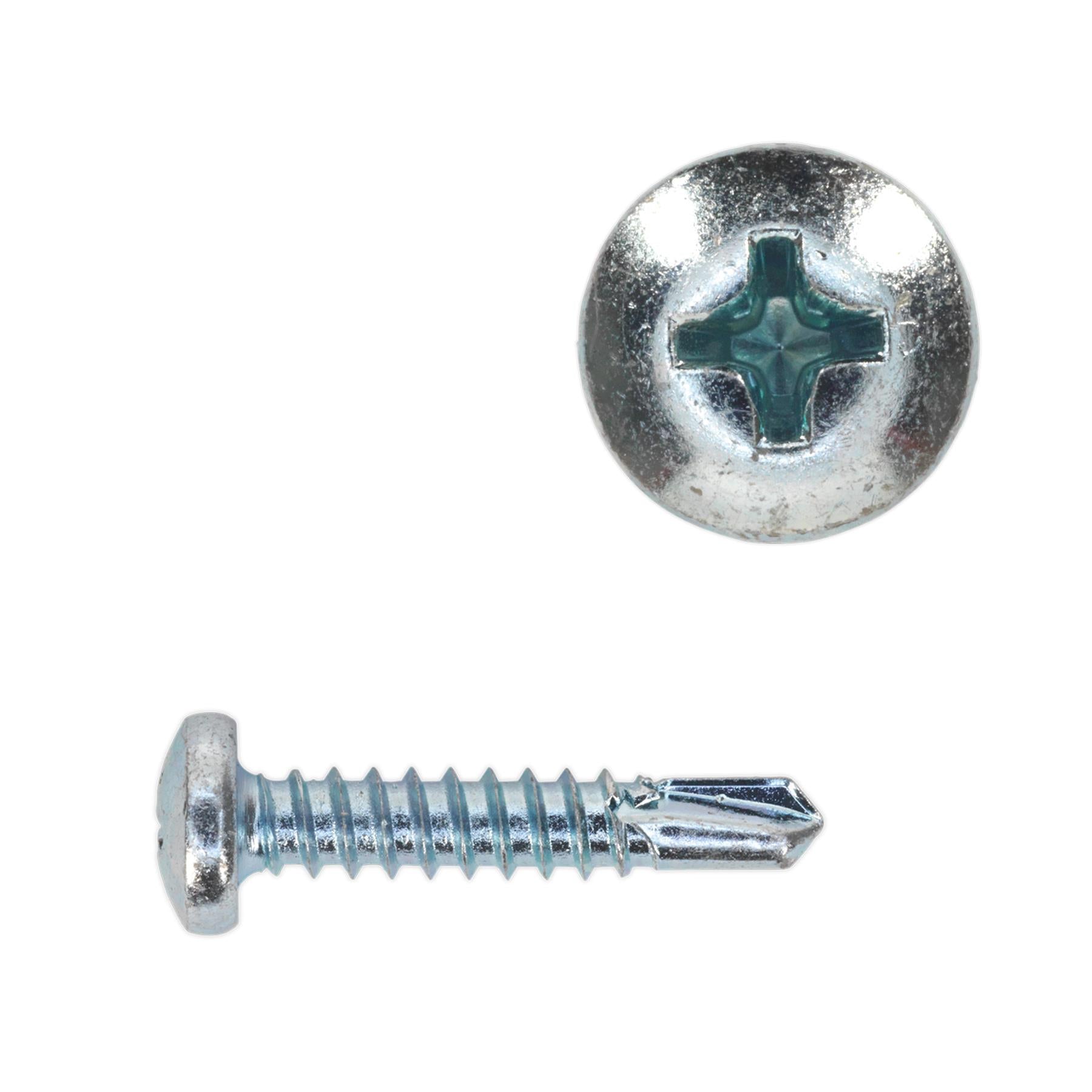 Sealey Self Drill Screw 4.8x25mm Pan Head Phillips Zinc Pk of 100