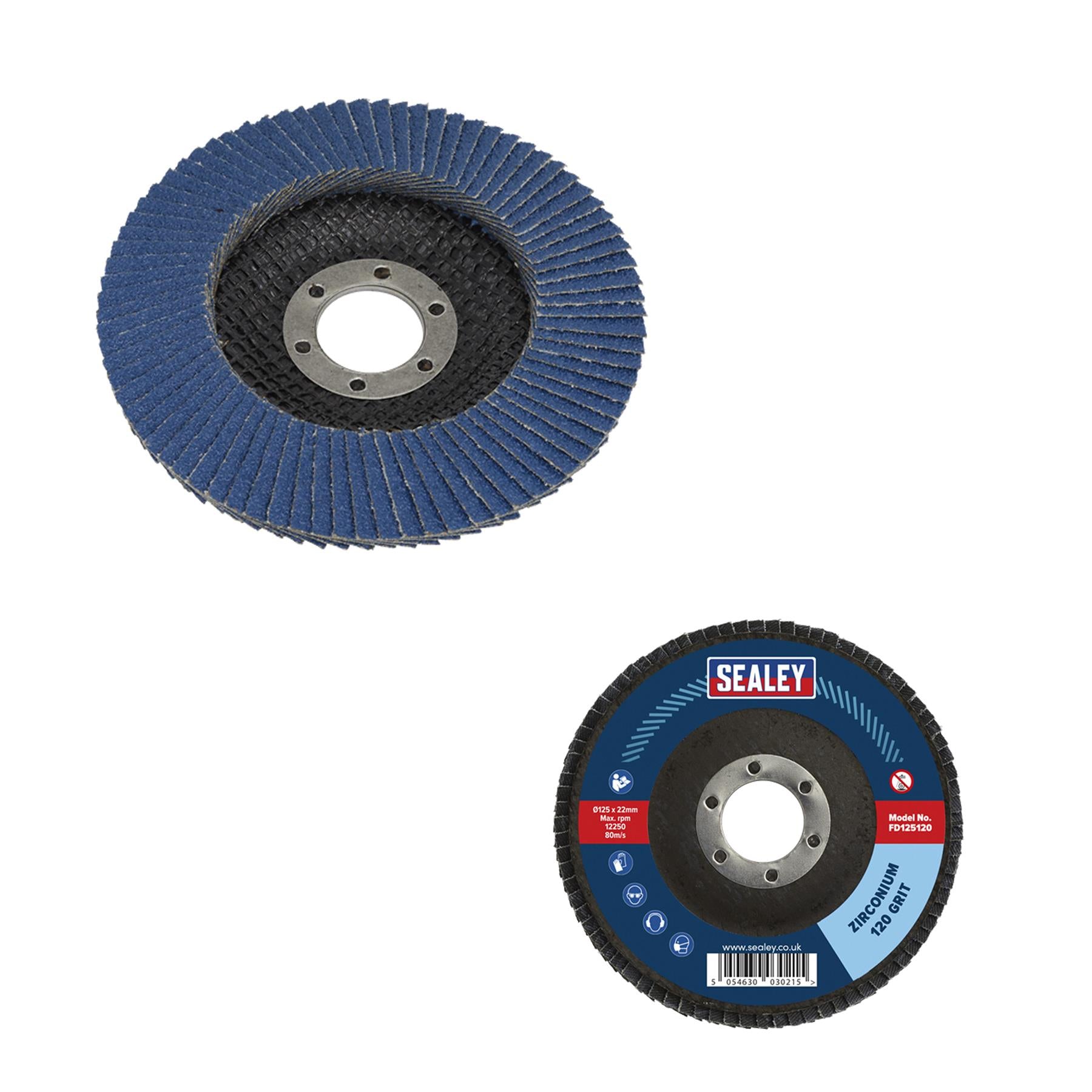 Sealey Flap Disc Aluminium Oxide Ø125mm Ø22mm Bore 120Grit