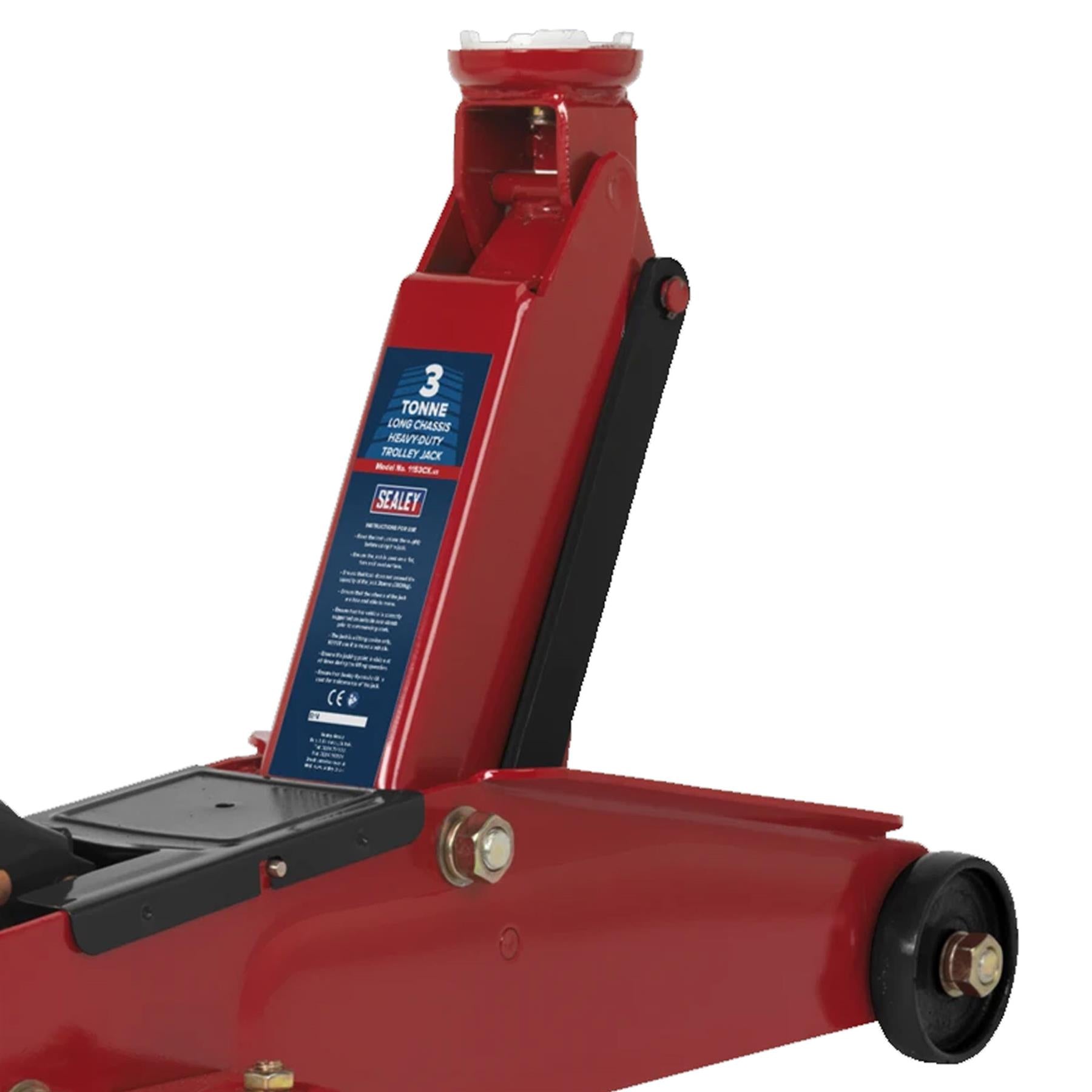 Sealey Car/Van/4x4 Trolley Jack 3 Tonne Long Chassis Heavy Duty - 1153CX