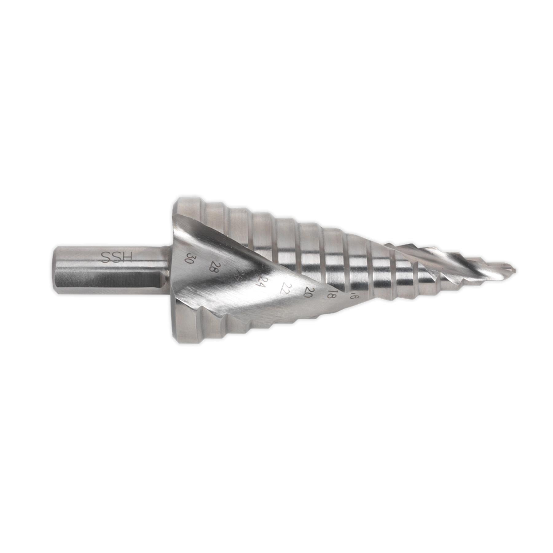 Sealey Step Drill Bit HSS 4341 Double Spiral Flute 4-30mm Hole Cutter AK4748