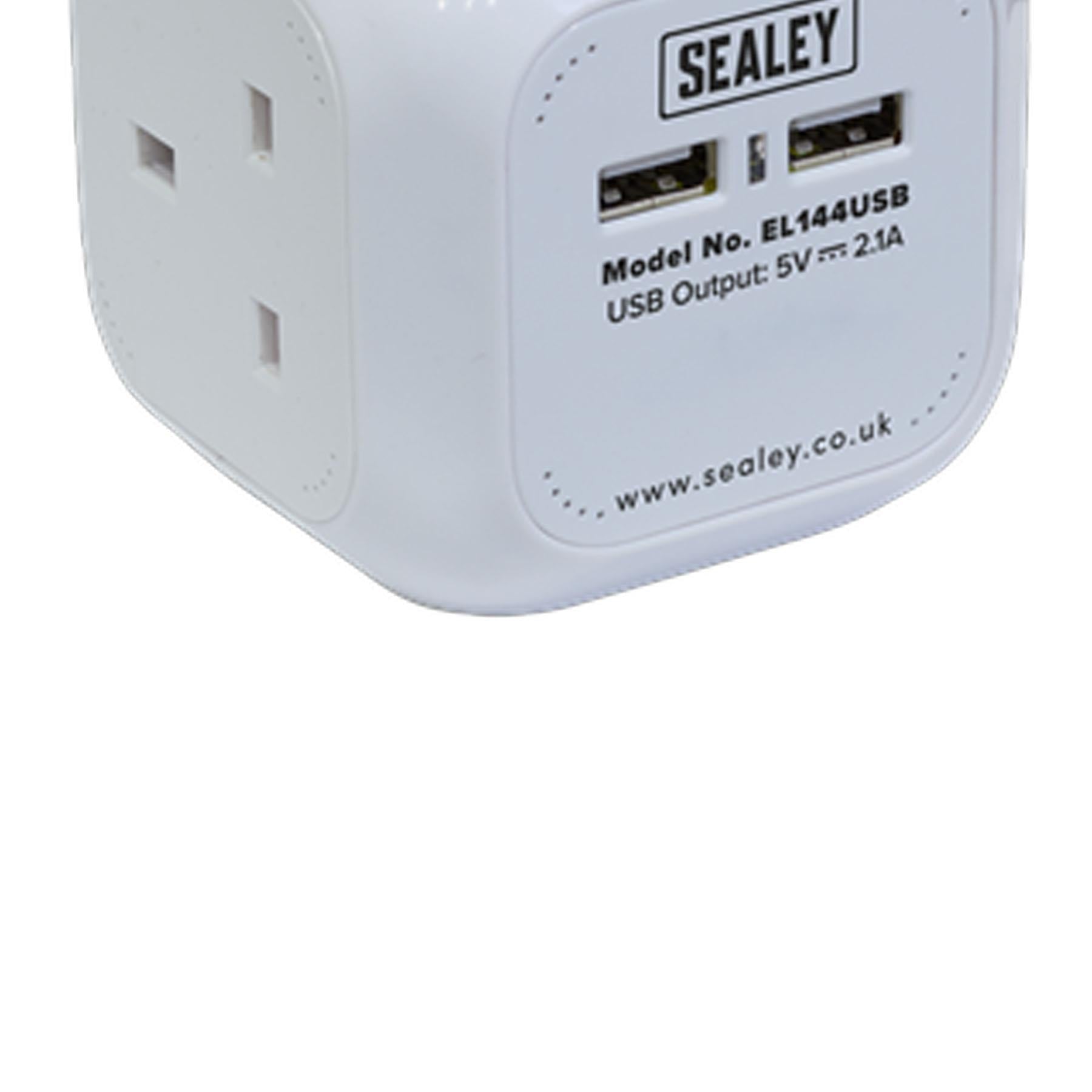 Sealey Extension Cable Cube 1.4m 4 x 230V & 2 x USB Sockets-White