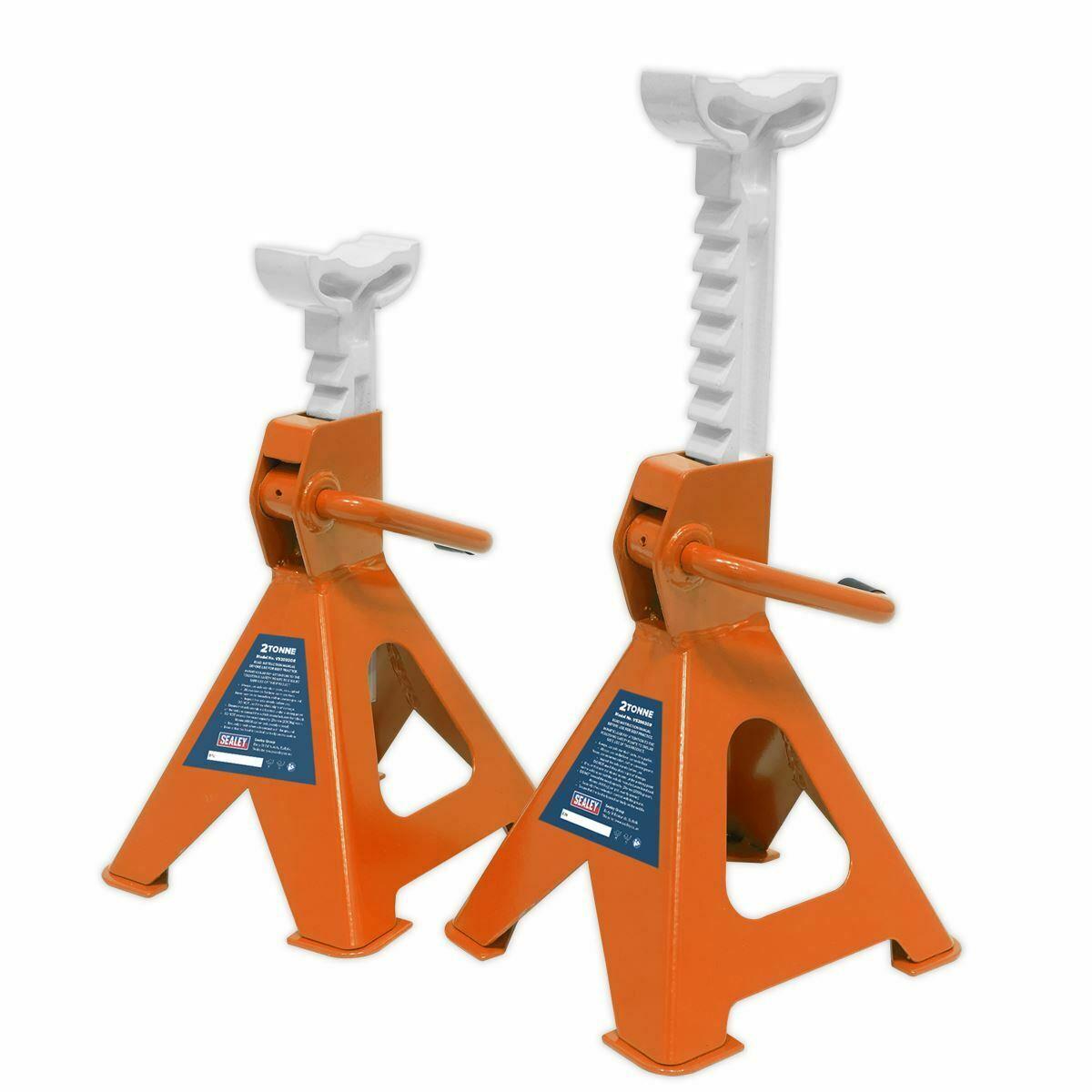 Sealey Axle Stands (Pair) 2tonne per Stand Ratchet Type - Orange