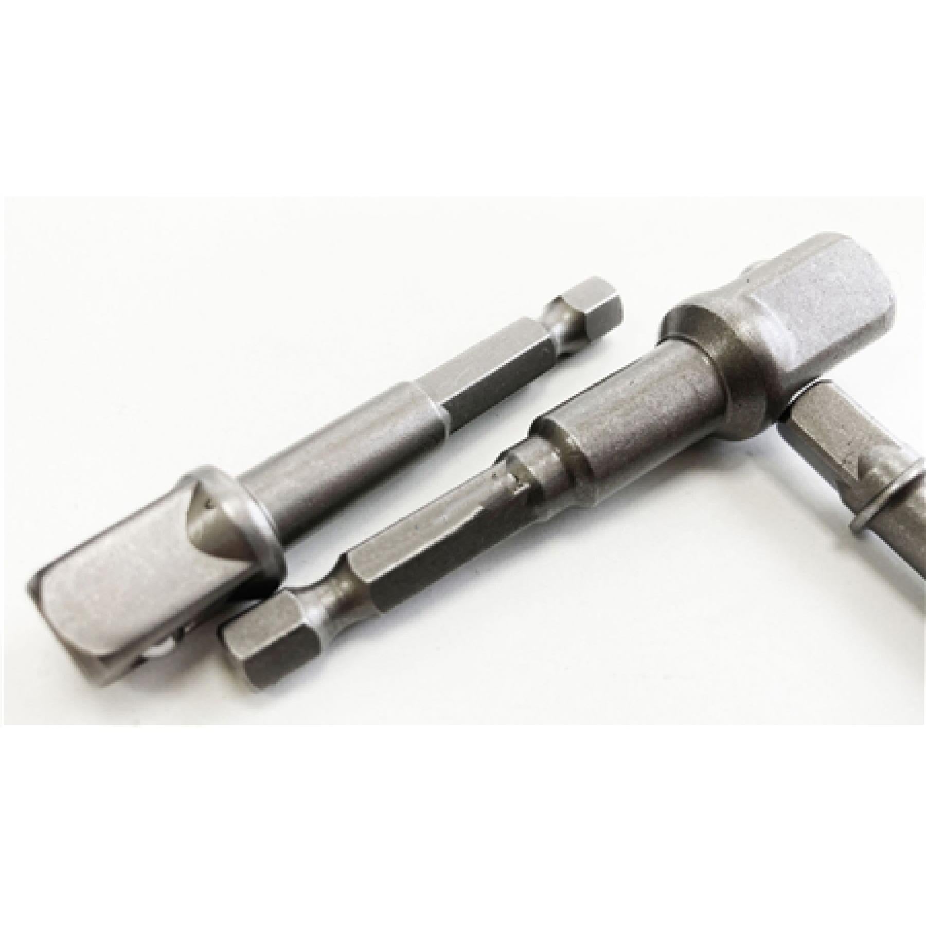 3pc 1/4" Hex Bit to 1/4" 1/2" 3/8" Square Drive Socket Adaptor Power Drill Set