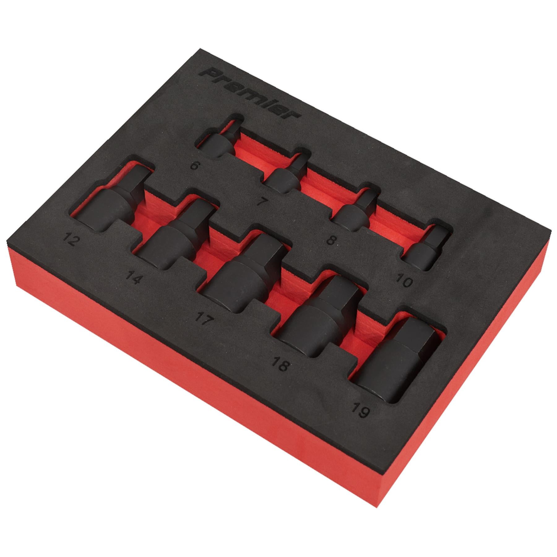 Sealey Low Pro. Impact Hex Socket Bit Set 1/4" & 3/8"Sq Drive 9pc
