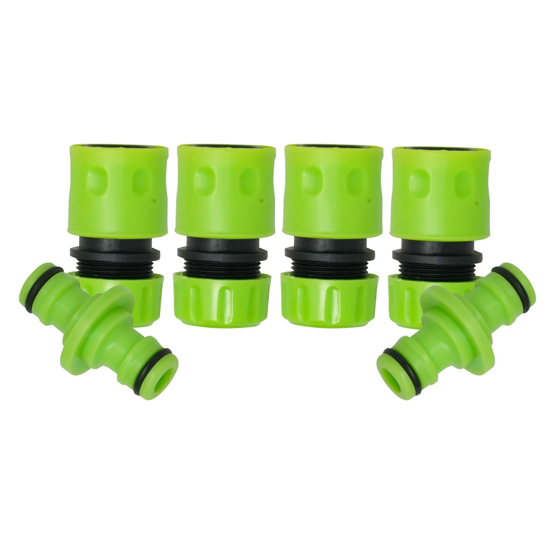 Garden Hose Fitting Set 1/2", 2X 2-Way Male Connector 4X Female Hose Connector