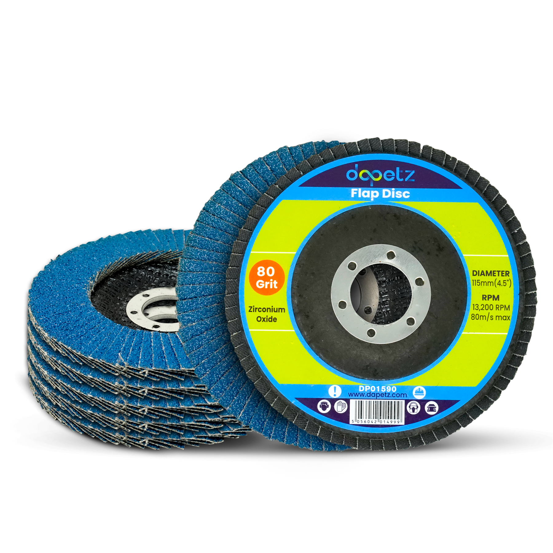 10 X Flap Sanding Discs 115mm 80 120 Grit Zirconium Oxide 4.5" Angle Grinder Mix