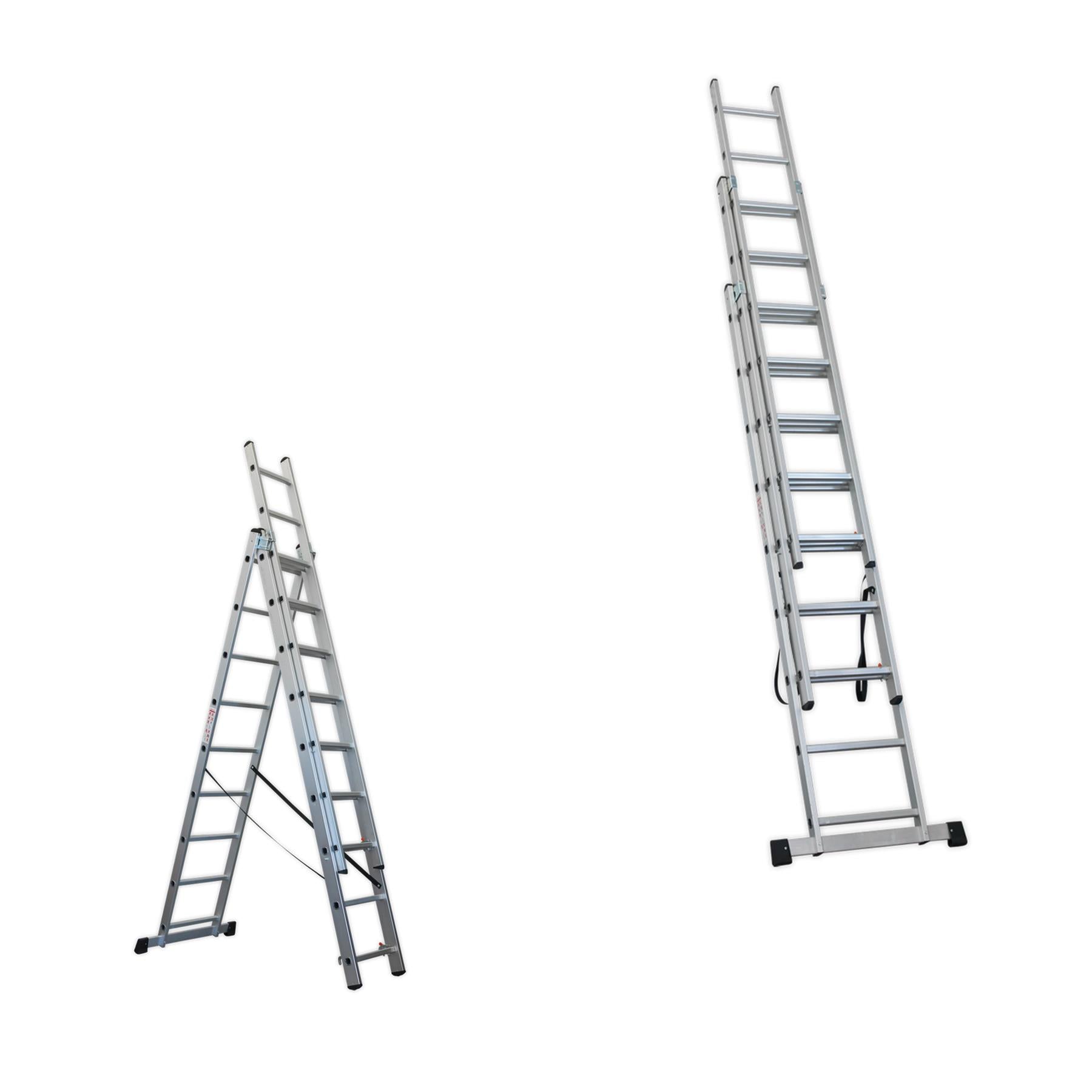 Sealey Aluminium Extension Combination Ladder 3x9 EN 131