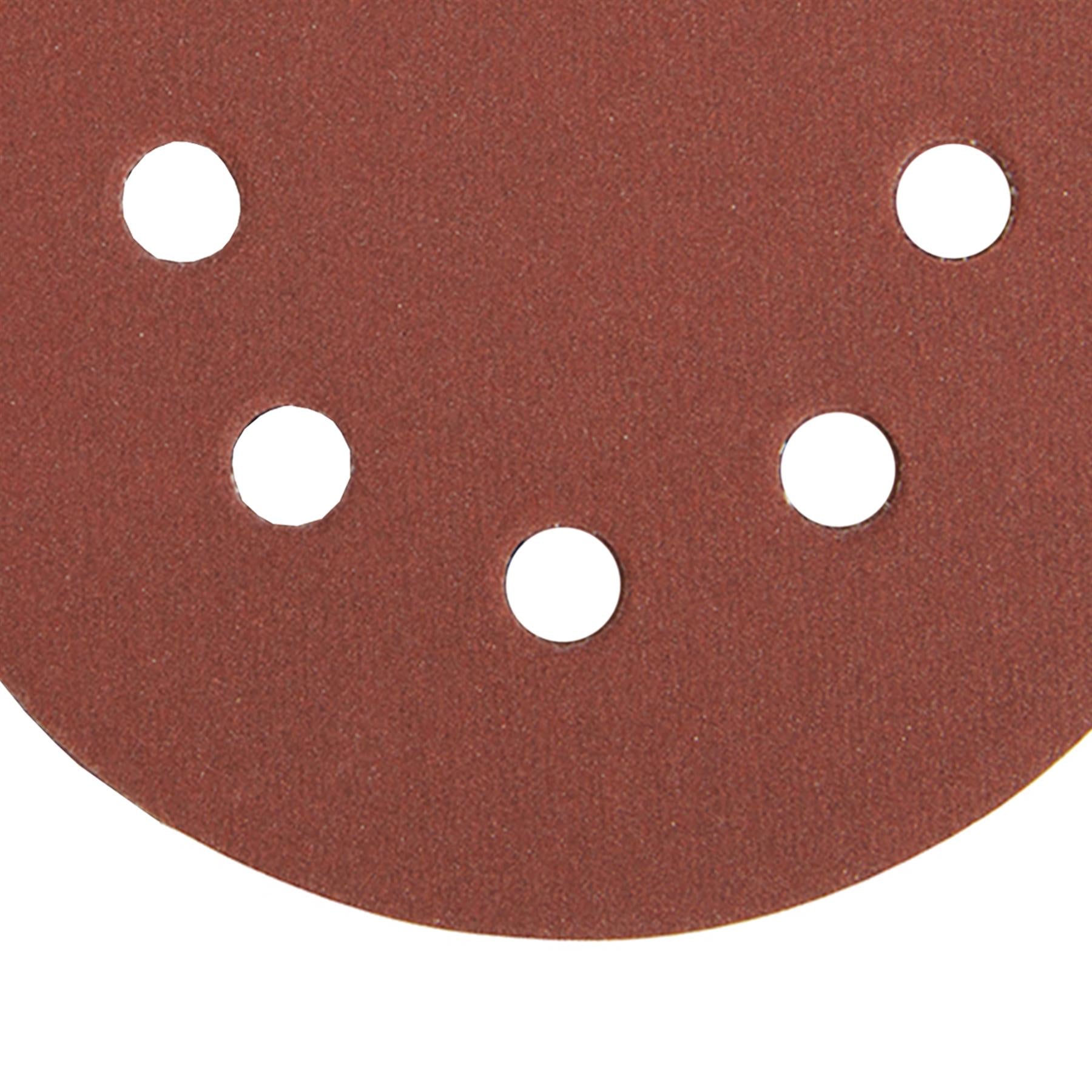 Hook & Loop Punched Disc 125mm 10Pk 4 X 60G, 2 X 80G, 2 X 120G & 2 X 240 Grit