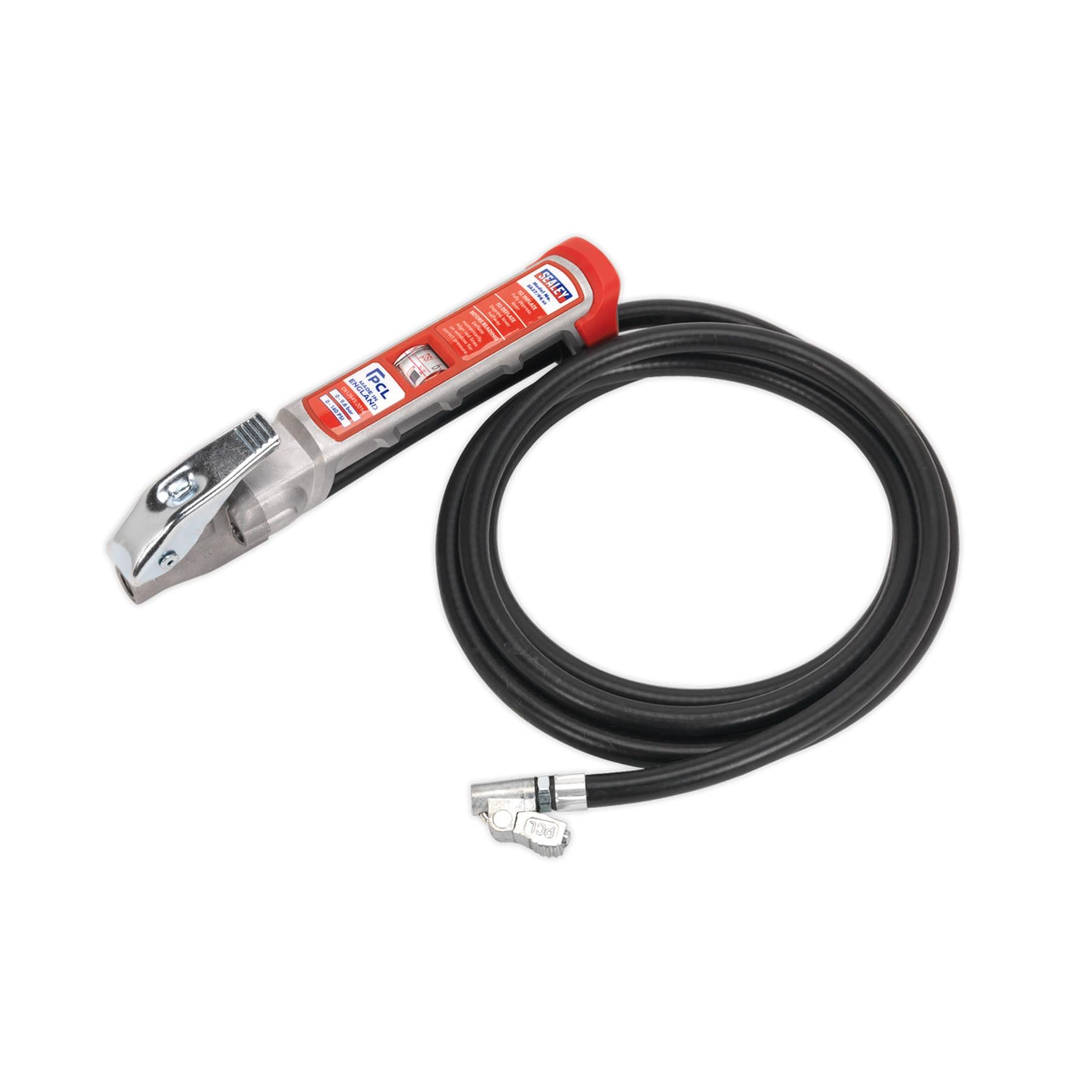 Sealey Prof Tyre Inflator with 2.5m Hose & Clip-On Connector