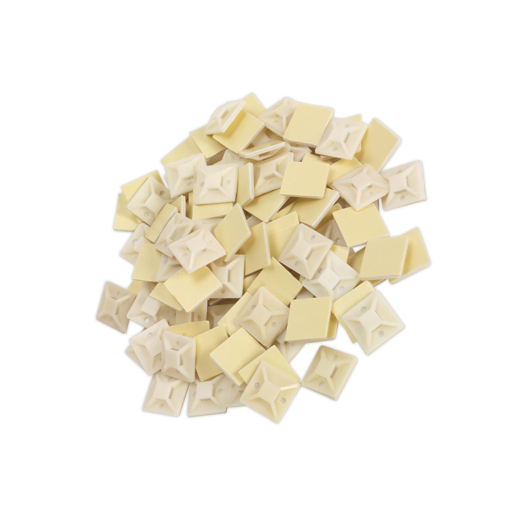 Sealey Self-Adhesive Cable Tie Mount 30 x 30mm White Pack of 100