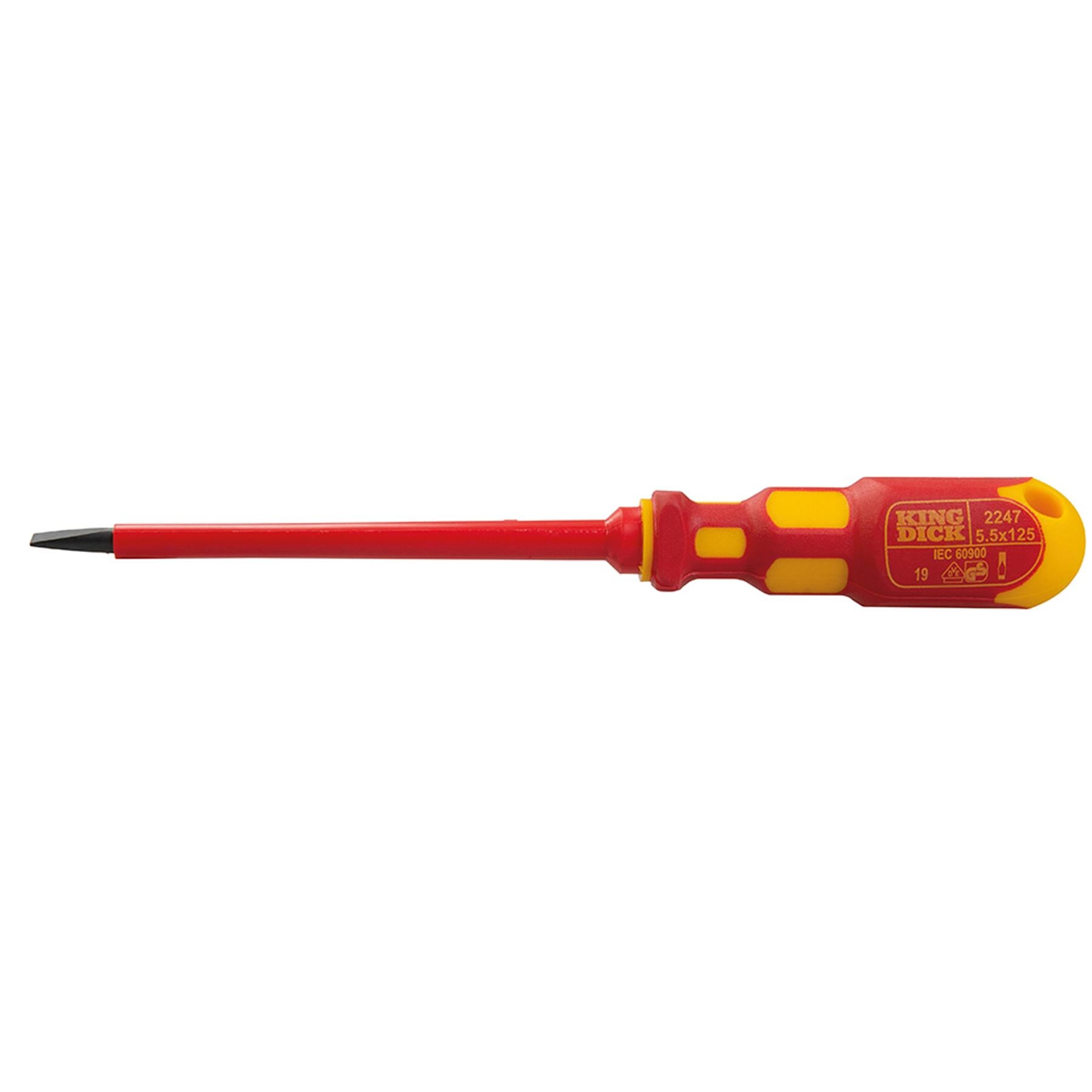 King Dick 5.5 X 125mm Vde Screwdriver Slotted British Made Comfort Grip