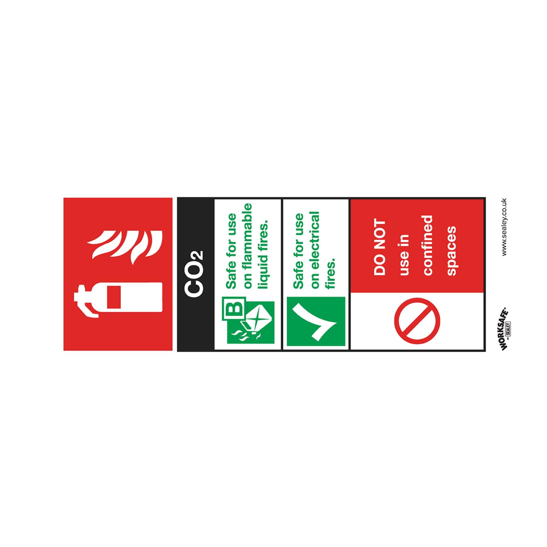 Sealey Safety Sign - CO2 Fire Extinguisher - Rigid Plastic-Pk of 10