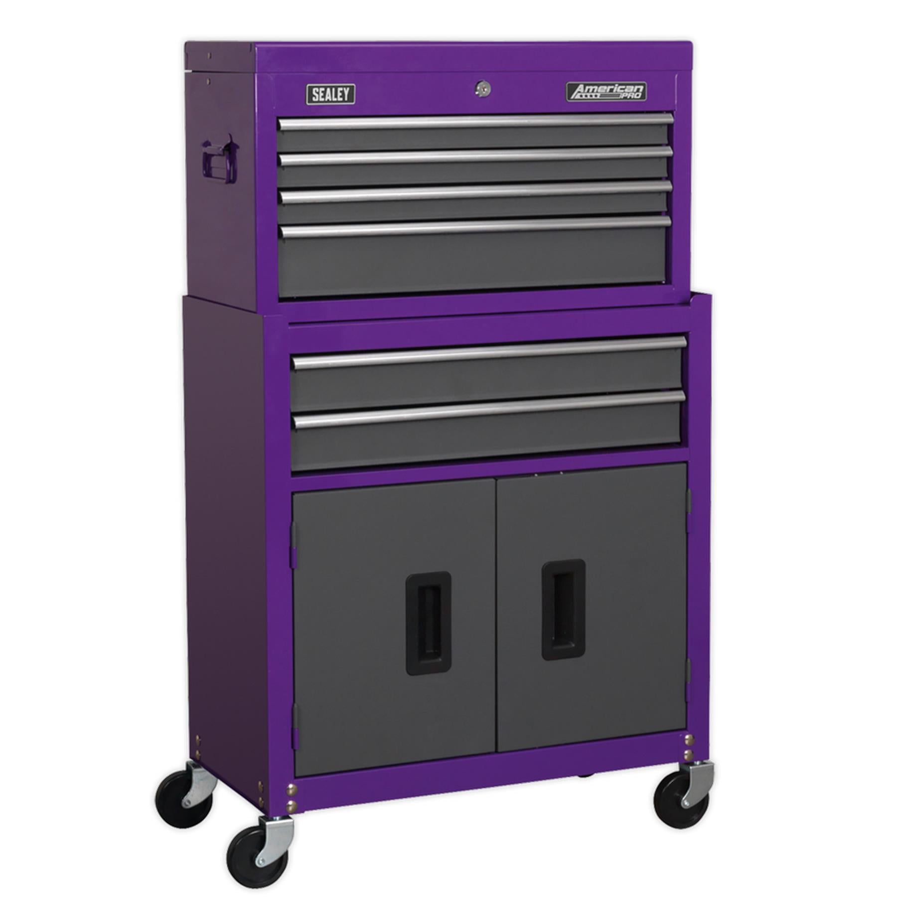 Sealey Topchest & Rollcab Combo 6 Drawer - Purple/Grey