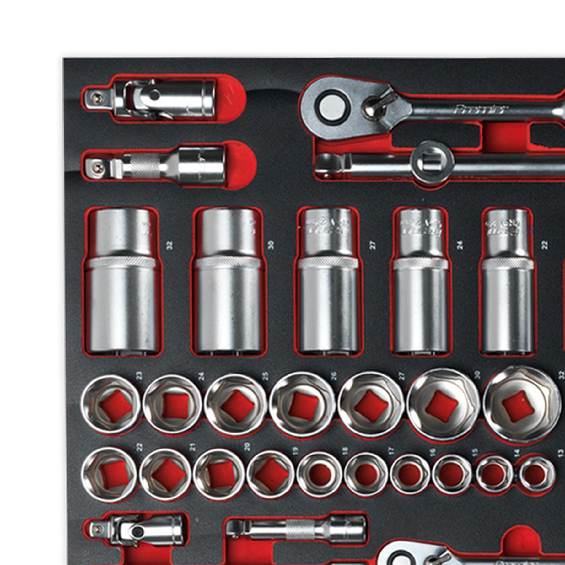Sealey Tool Tray with Socket Set 91pc 1/4", 3/8" & 1/2"Sq Drive