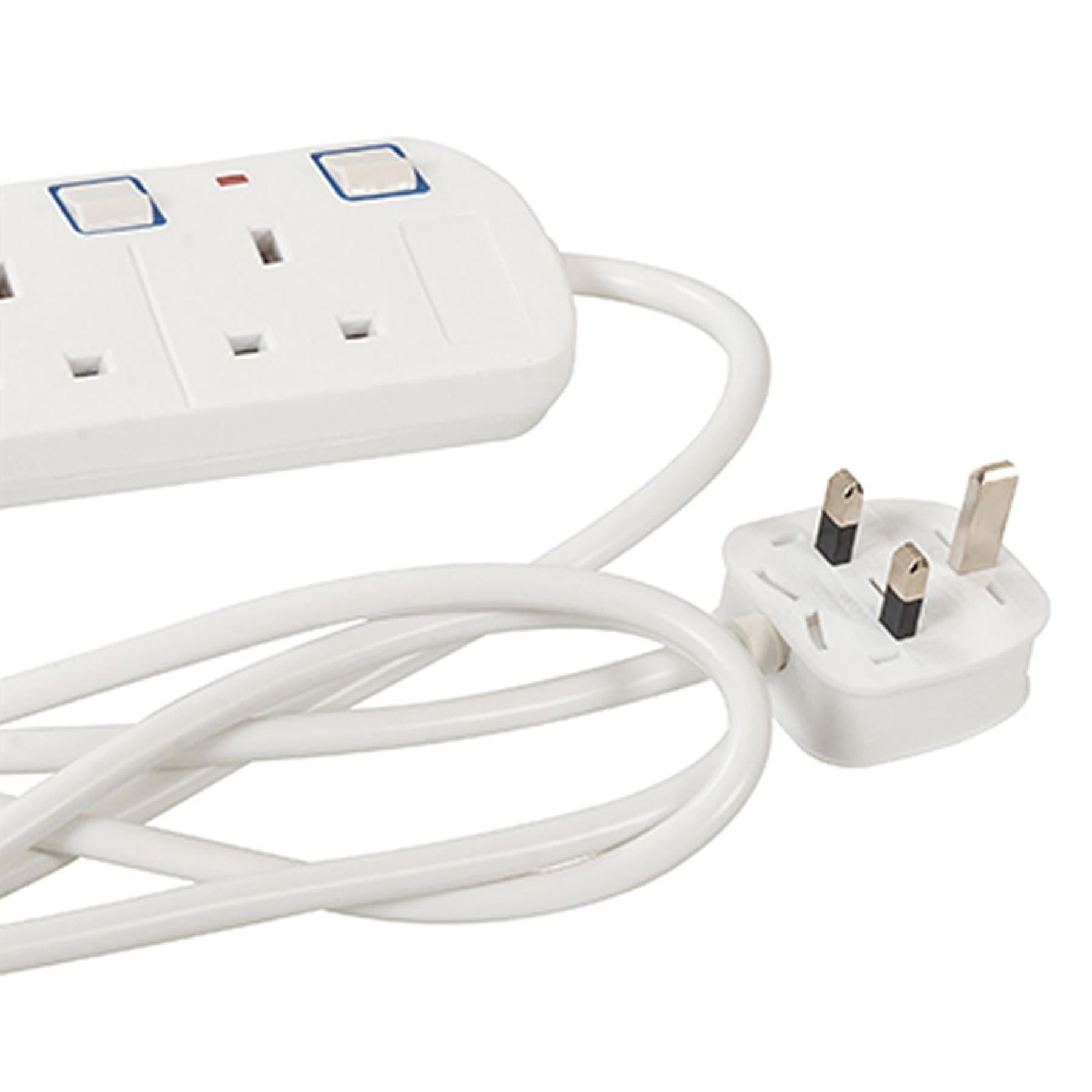 Switched Extension Lead with Neon Indicator 240V 6Gang 2m Individual Switch