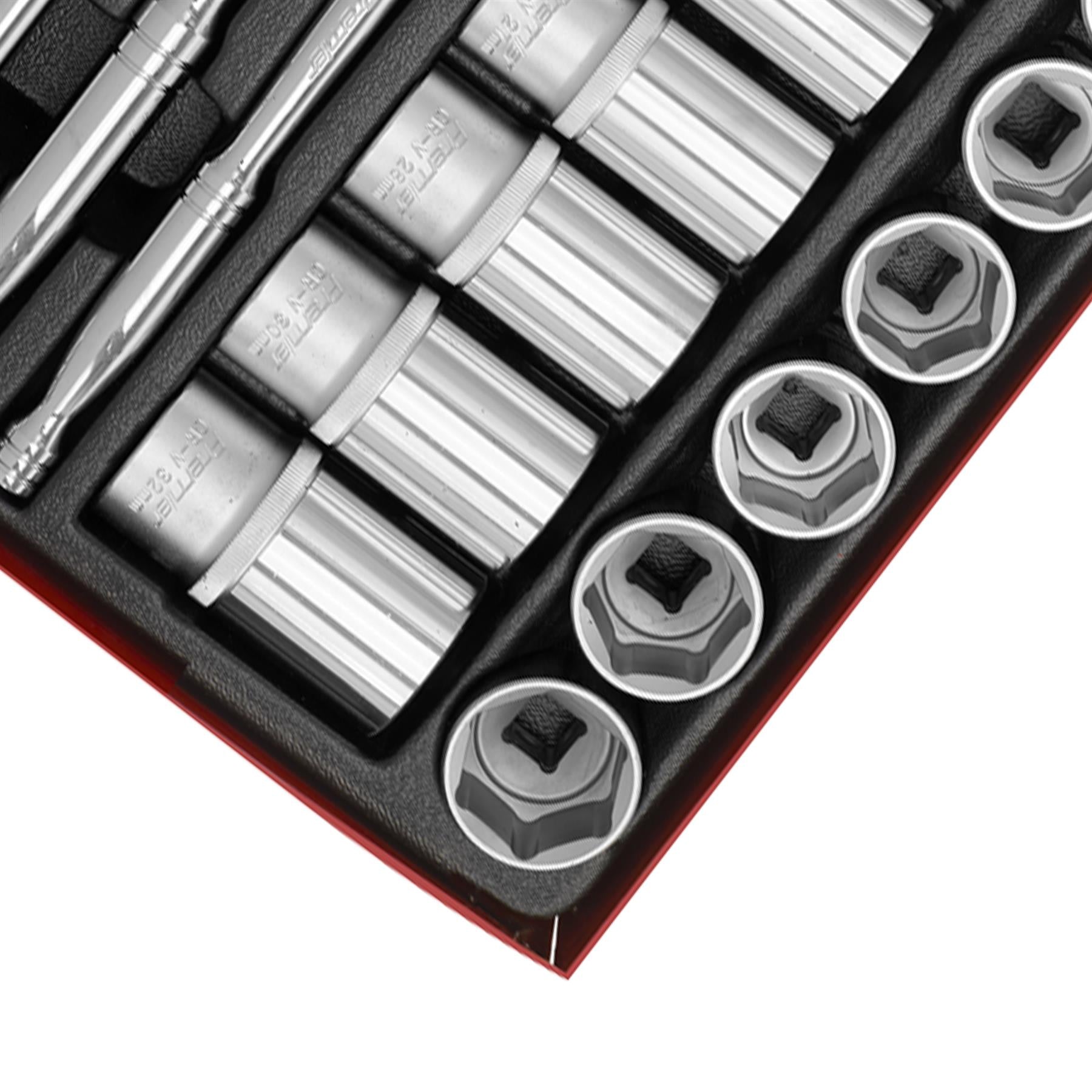 Sealey Socket Set 50pc 3/8" & 1/2"Sq Drive 6pt WallDrive - Metric