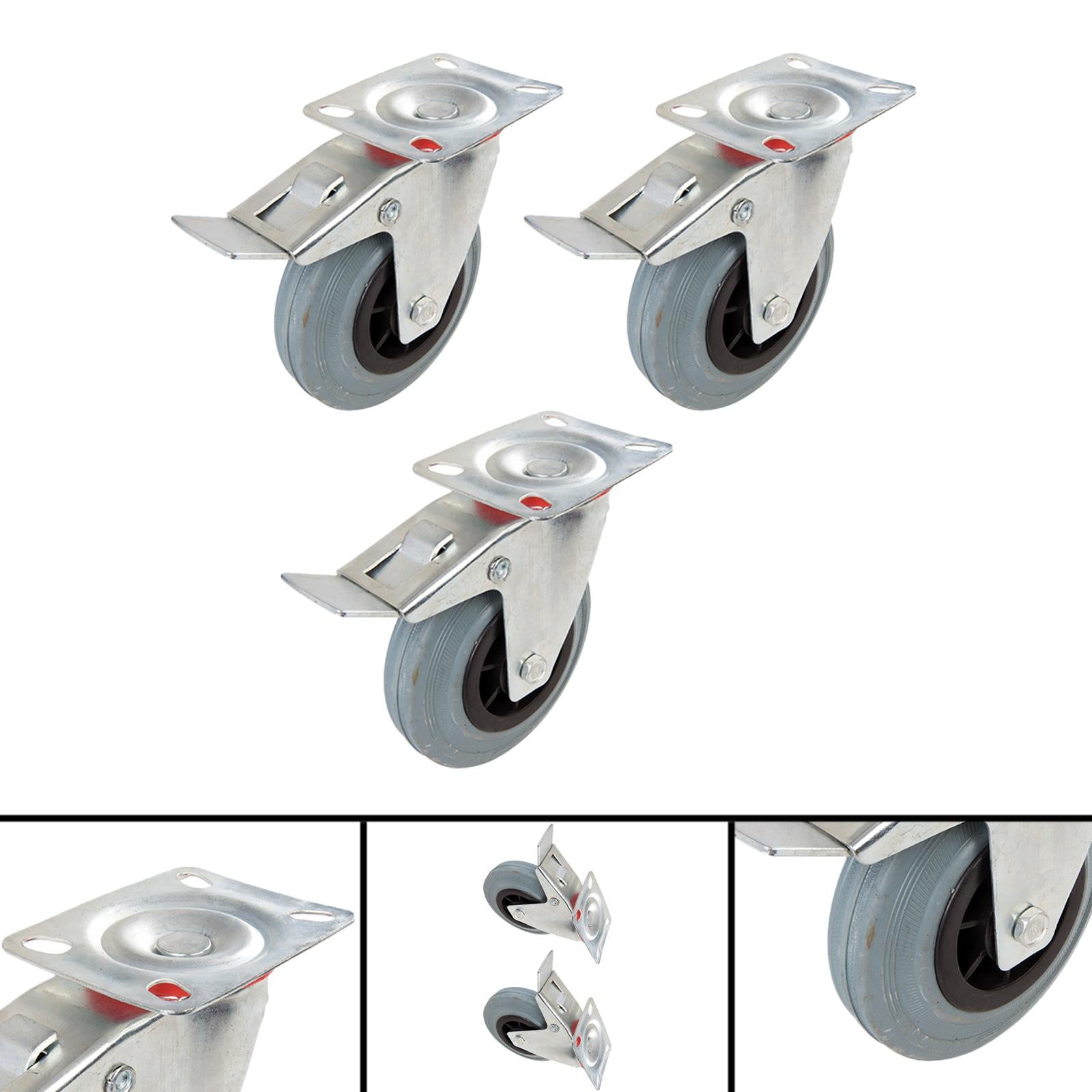 Heavy Duty Swivel Rubber Castor Caster Wheels Cart Wheel 125mm 3 PC