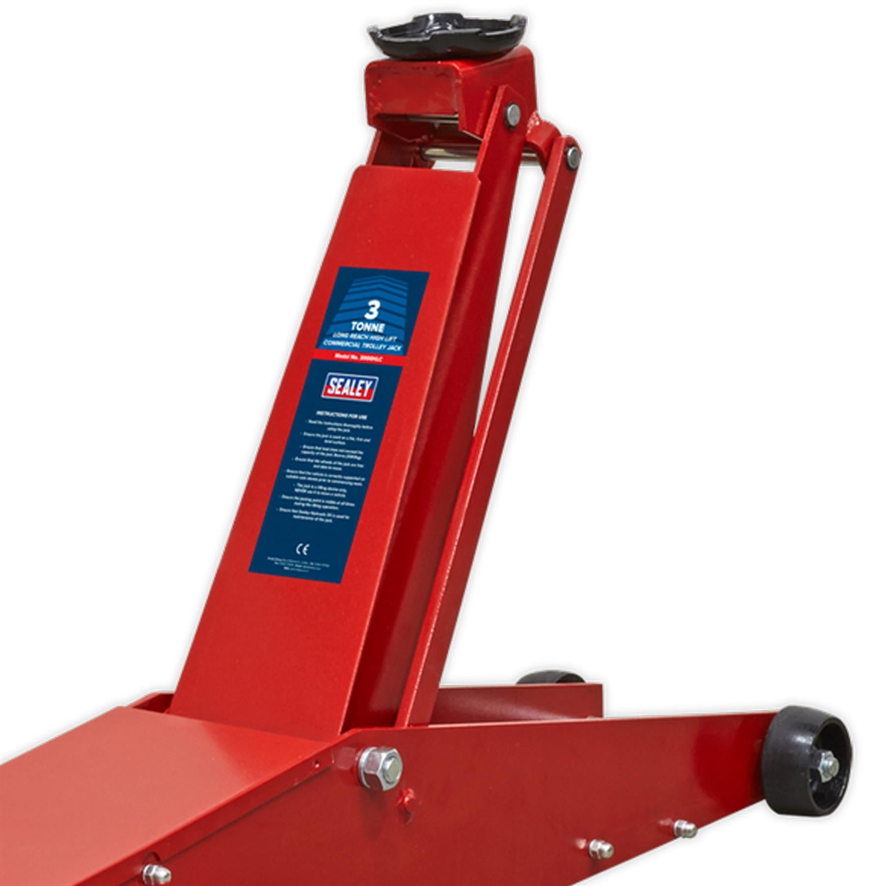 Sealey Trolley Jack 3tonne Long Reach High Lift Commercial