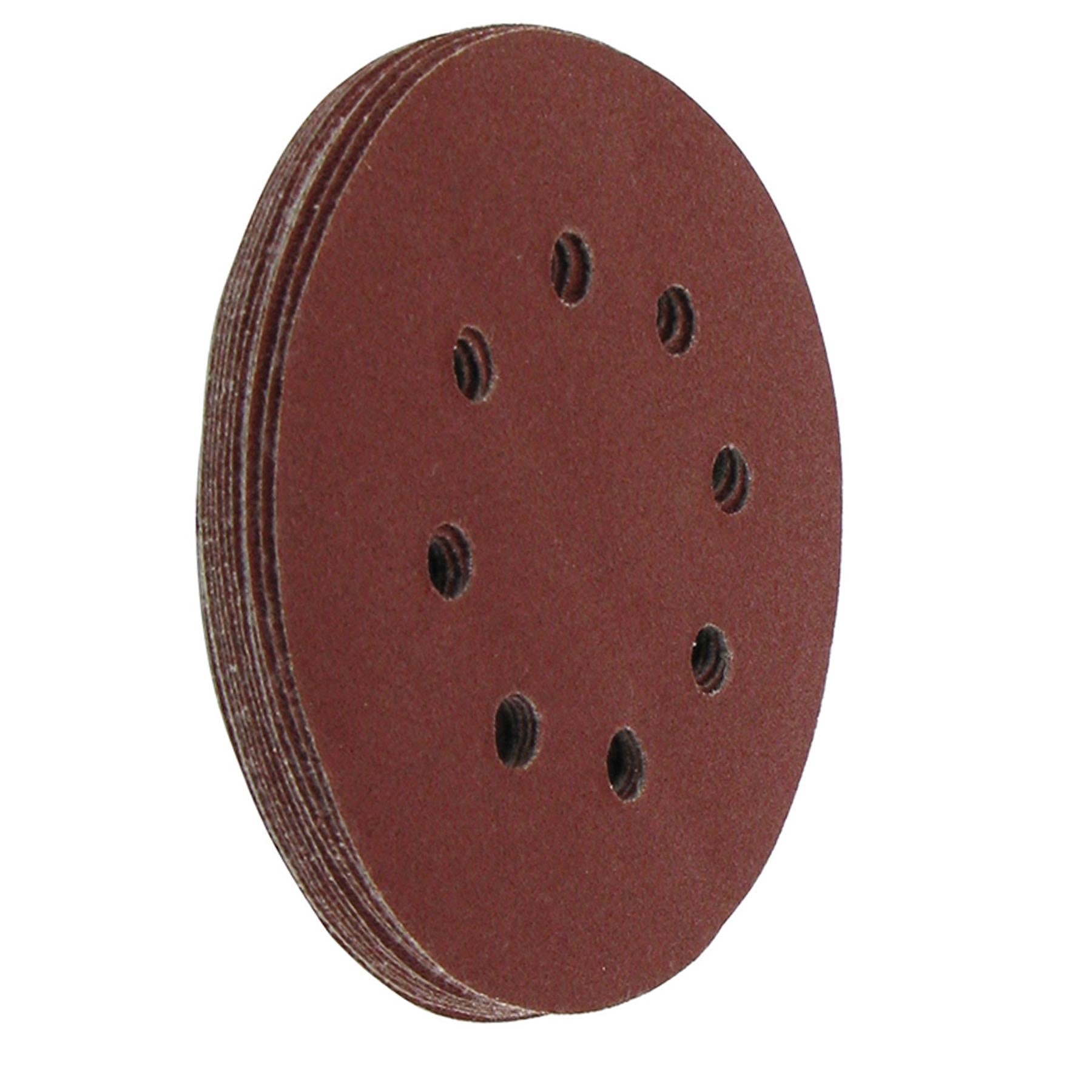 Punched Sanding Discs 125mm 10Pk Grit 80 Hook & Loop Aluminium Oxide New