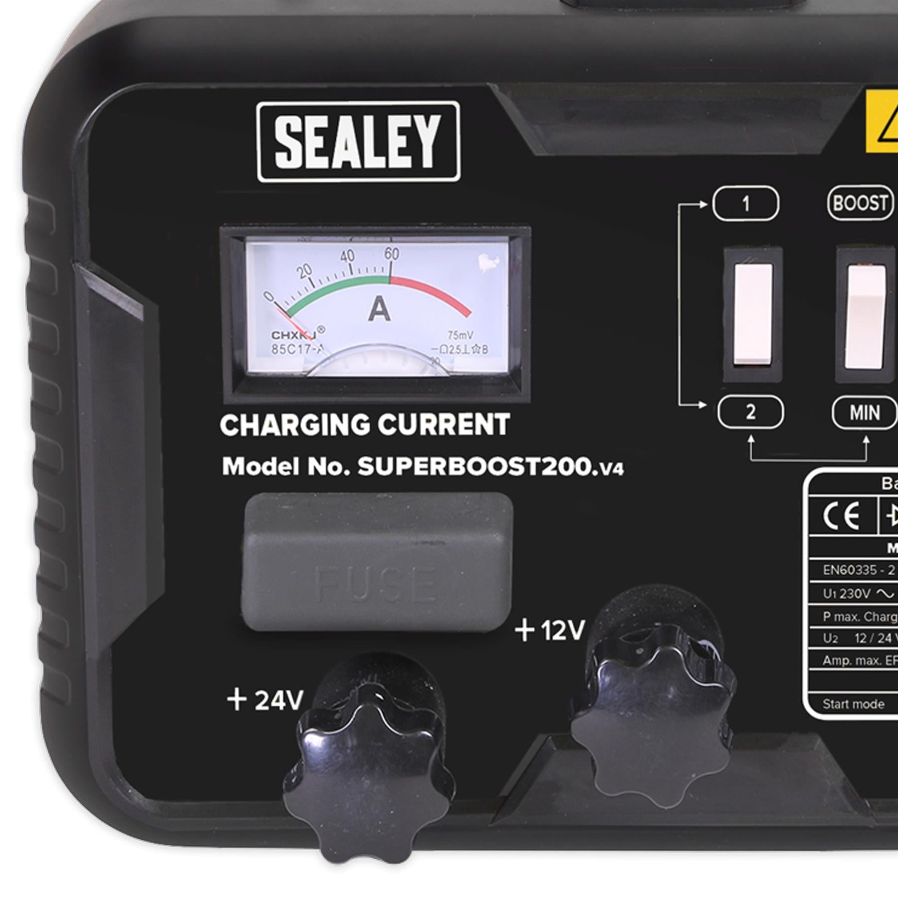 Sealey Starter/Charger 200/45Amp 12/24V 230V Battery Starter Charger