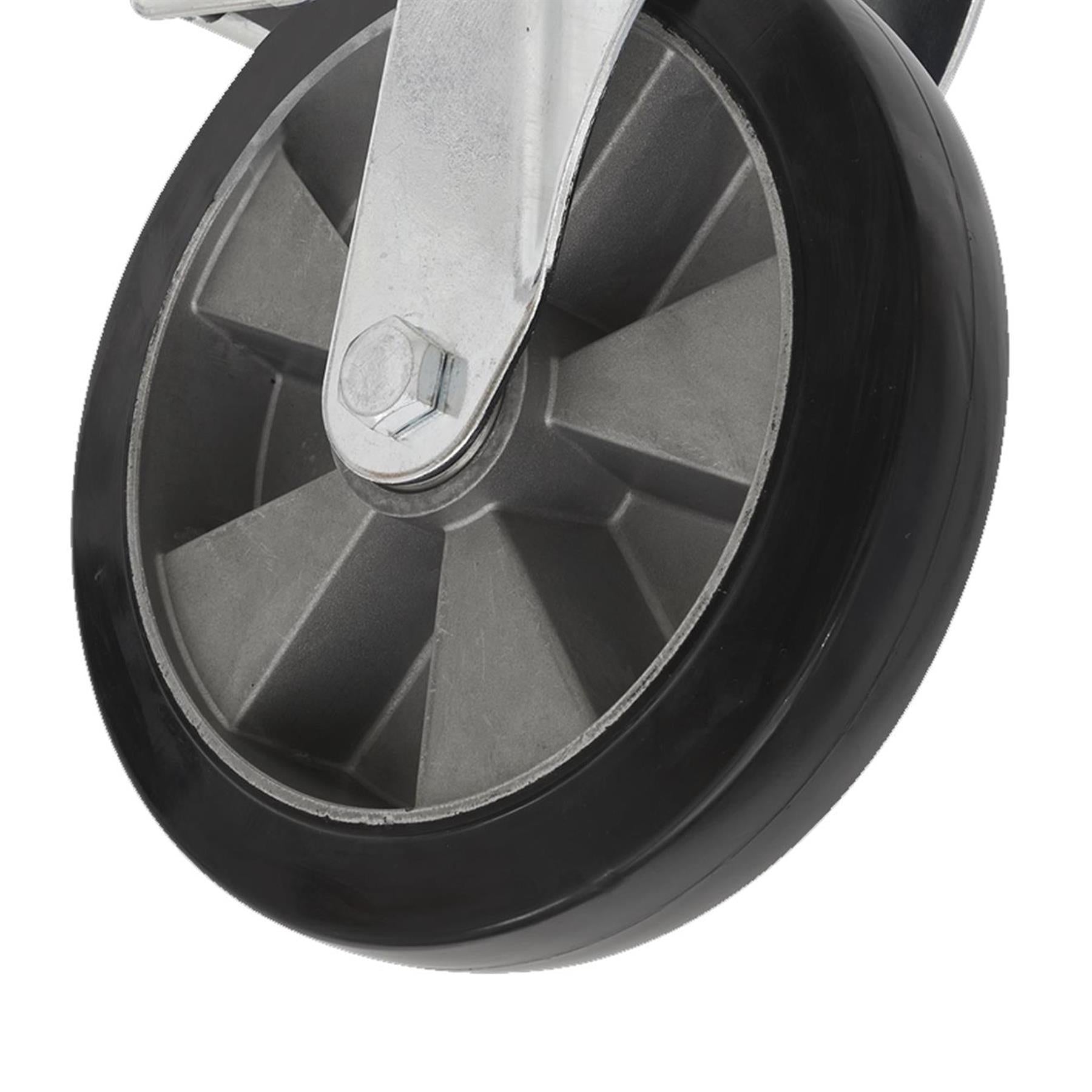 Sealey Heavy-Duty Rubber Castor Wheel Swivel Total Lock 125mm