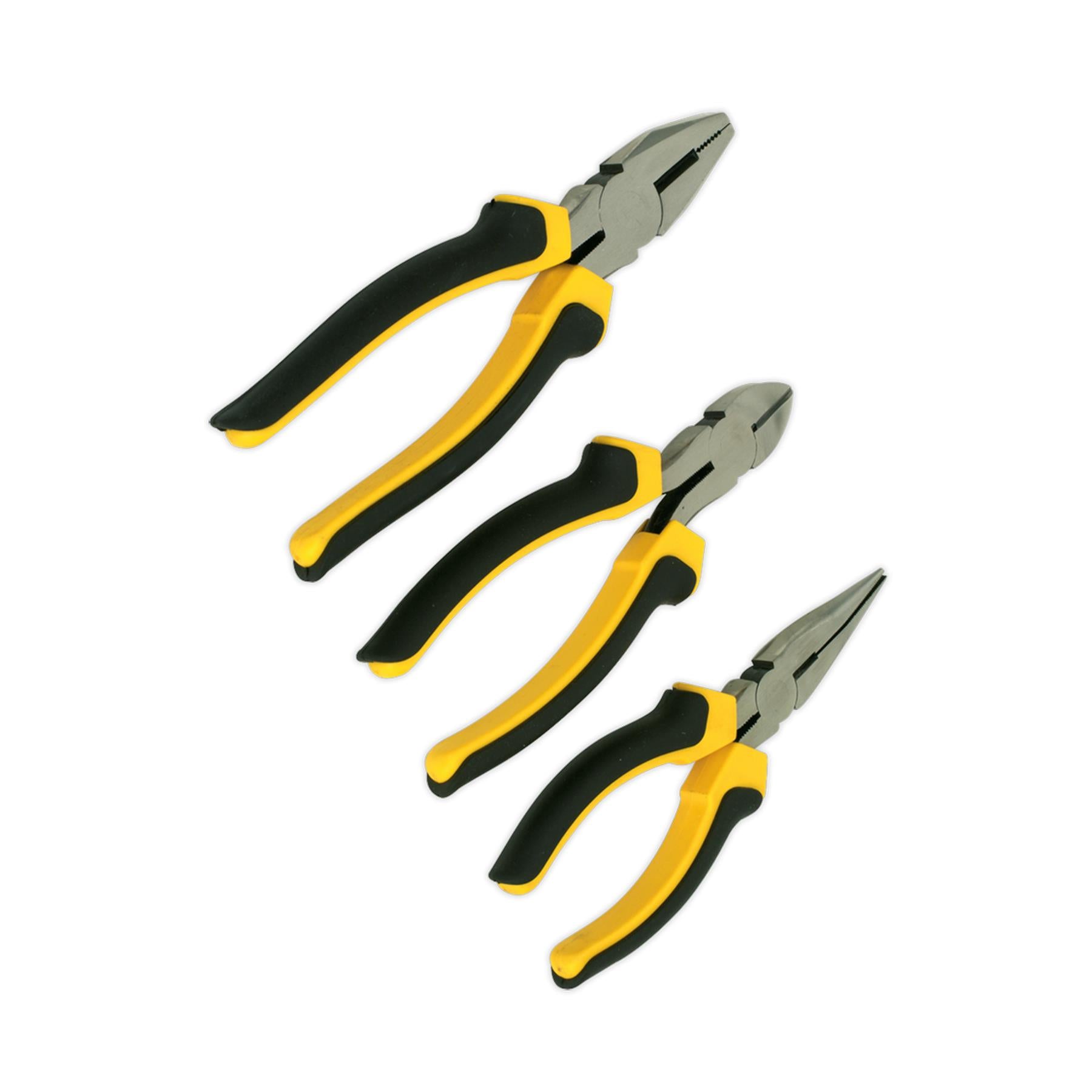 Sealey Comfort Grip Pliers Set 3Pc Fully Chromed And Polished