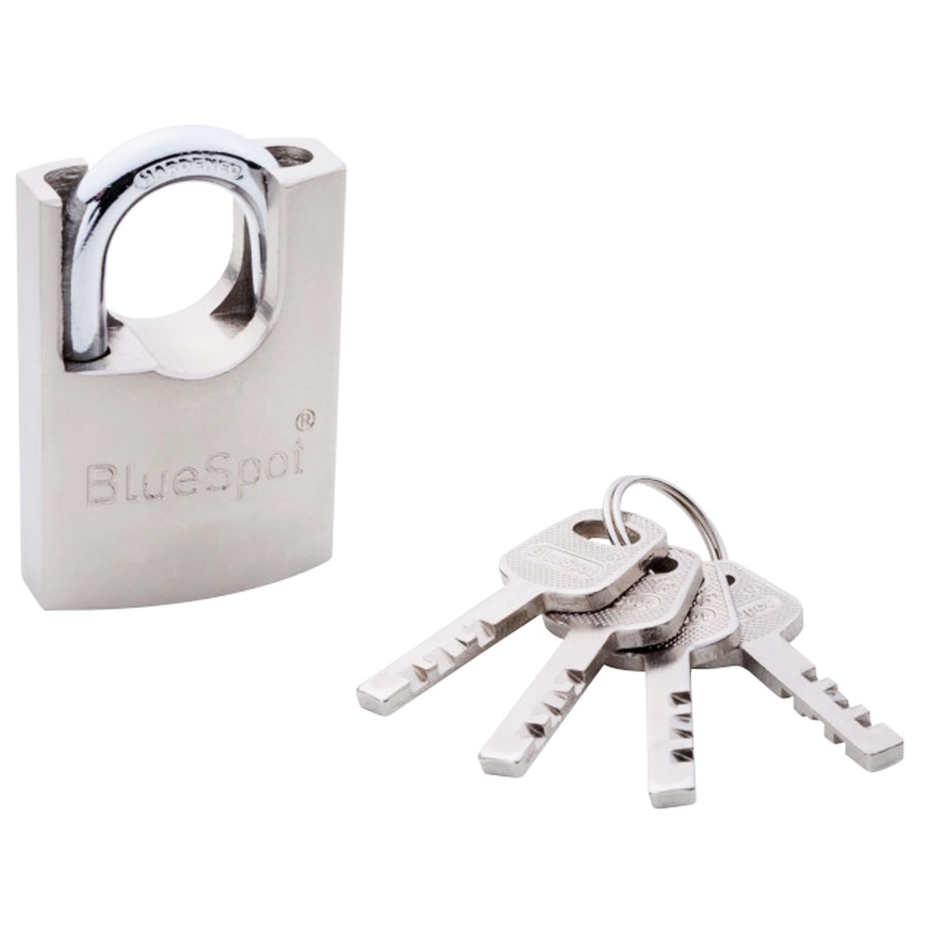 Bluespot 50mm Shrouded Closed Shackle Padlock Steel Chain Lock 4 Keys