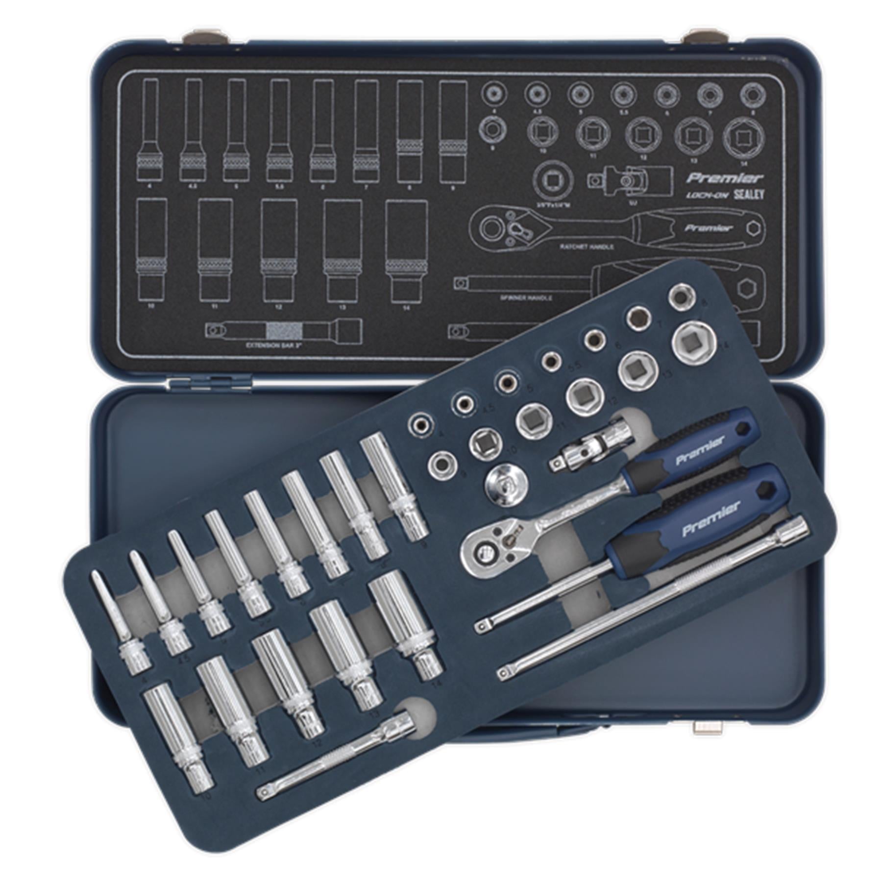 Sealey Socket Set 32pc Professional Lock-On Socket Set 1/4"Sq Drive Metric 6pt
