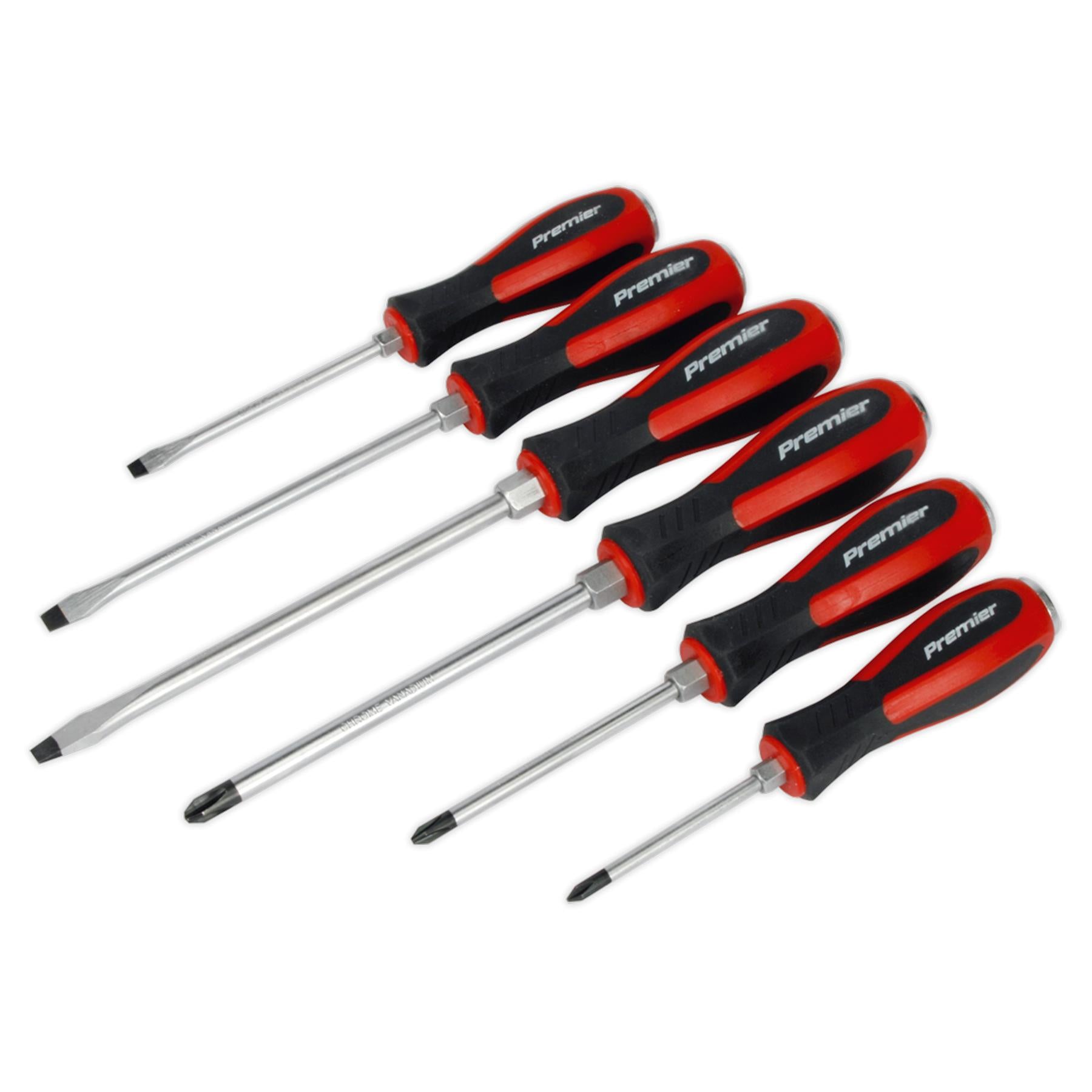 Sealey 6pc Screwdriver Set Hammer Thru Slotted Phillips 75-175mm Hammer Strike