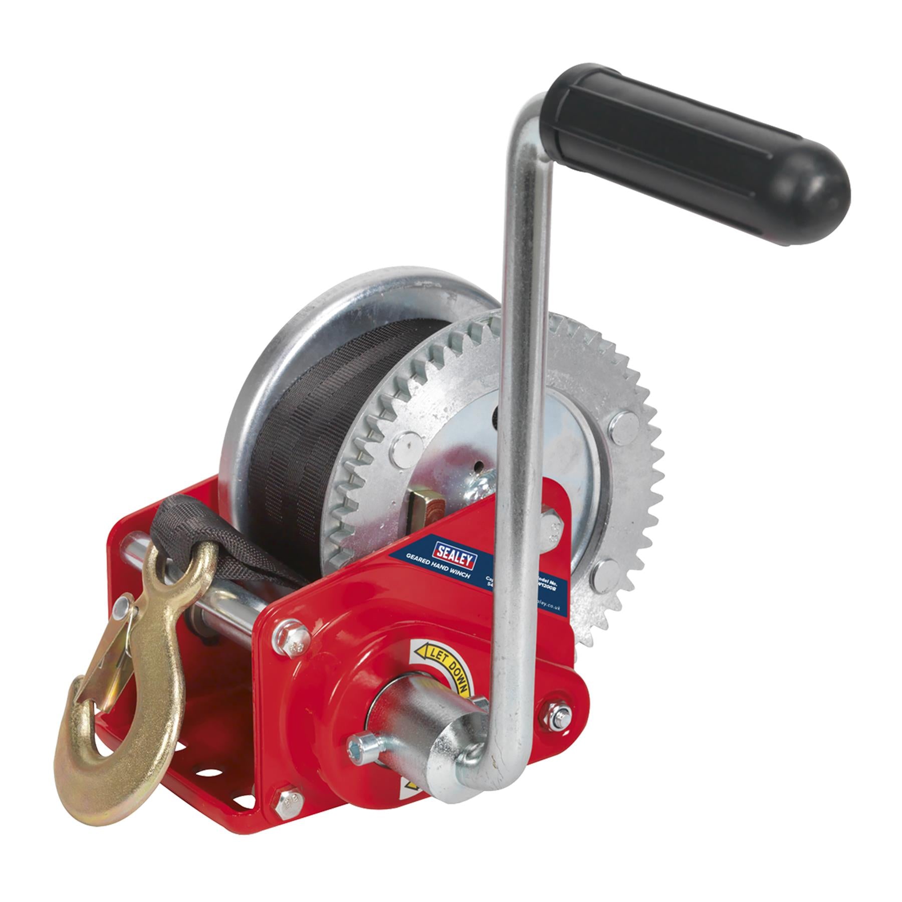 Sealey Geared Hand Winch with Brake & Webbing 540kg Capacity