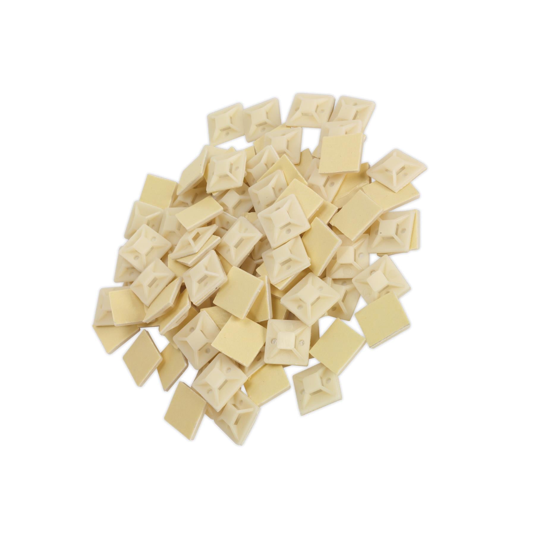 Sealey Self-Adhesive Cable Tie Mount 25 x 25mm White Pack of 100