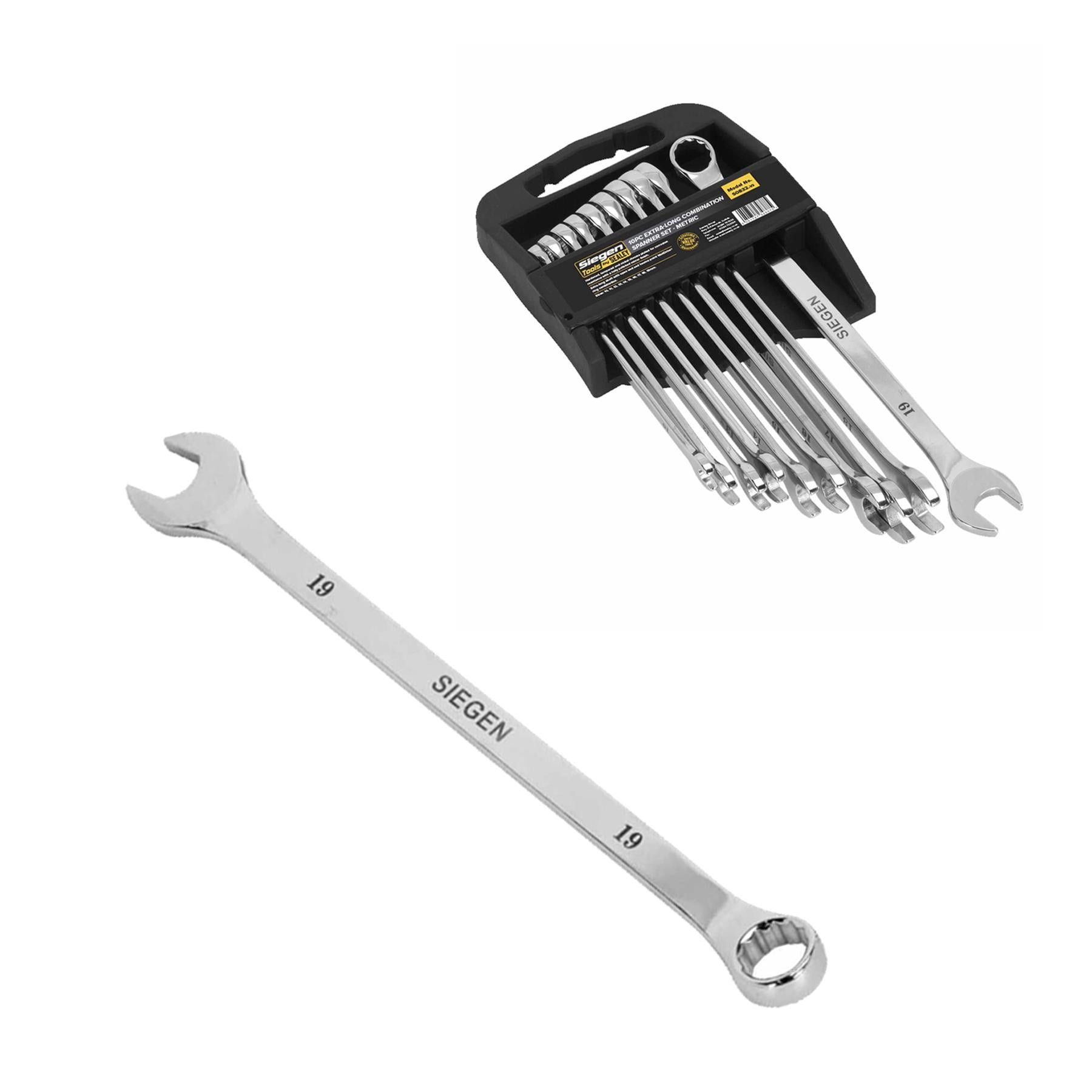 Sealey Combination Spanner Set 10pc Extra-Long Metric