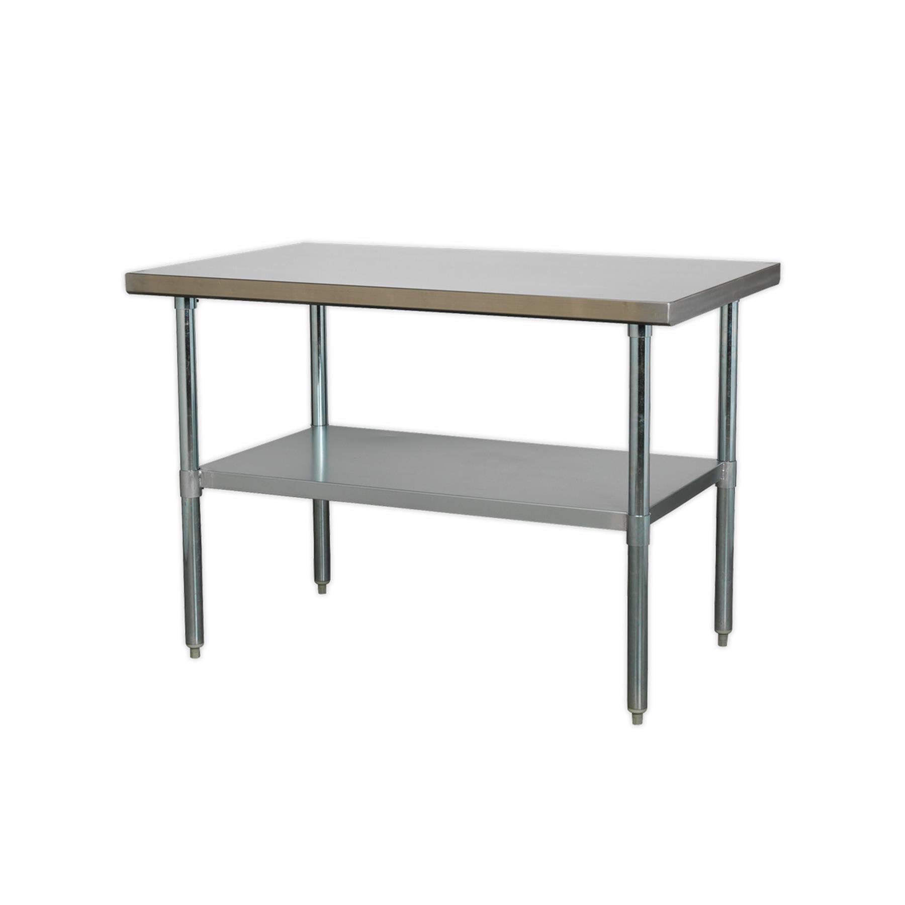Sealey Stainless Steel Workbench 1.2m Storage Space Galvanized Steel Frame