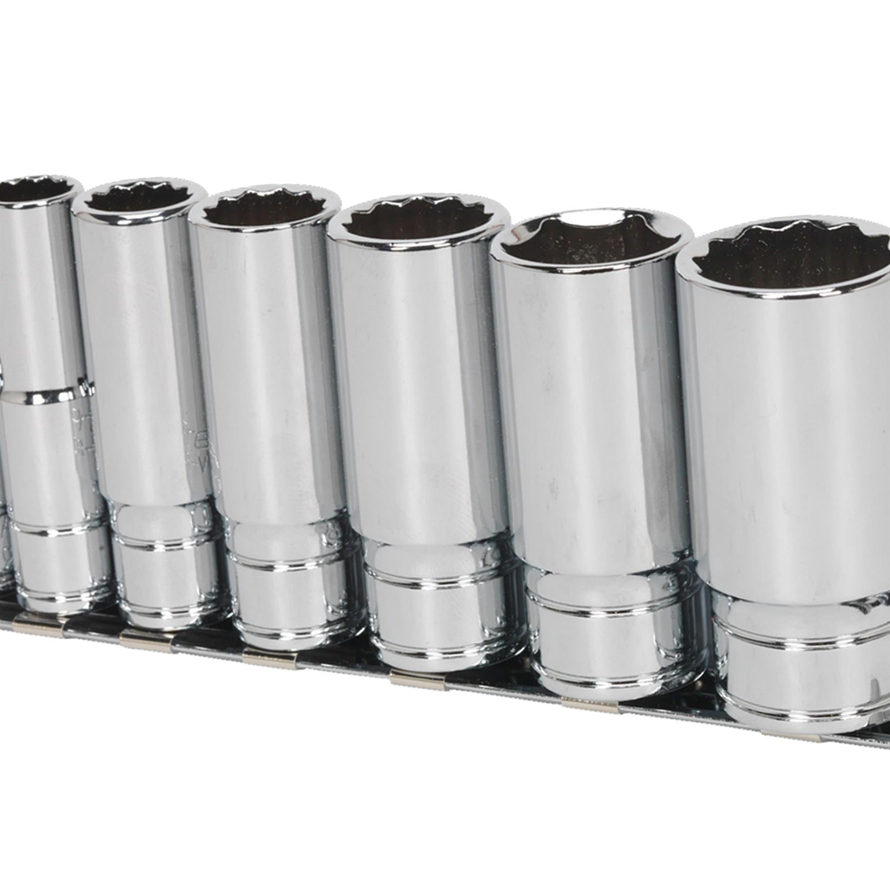 Sealey Socket Set 7pc 3/8"Sq Drive Deep Whitworth
